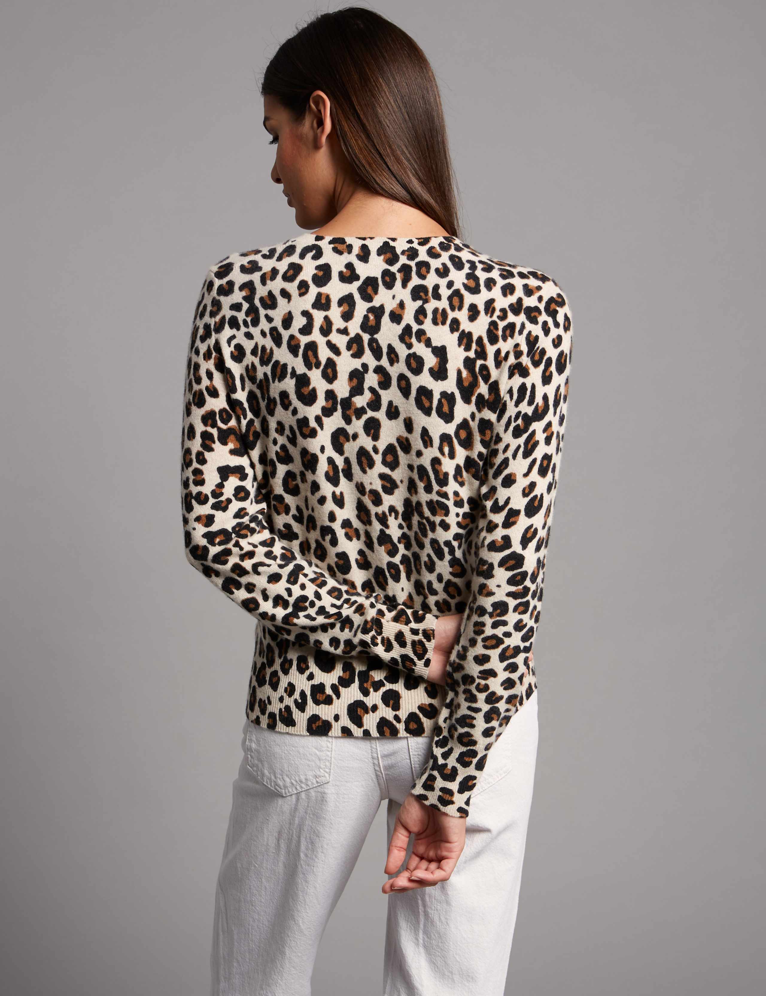 Pure Cashmere Animal Print Cardigan 4 of 4