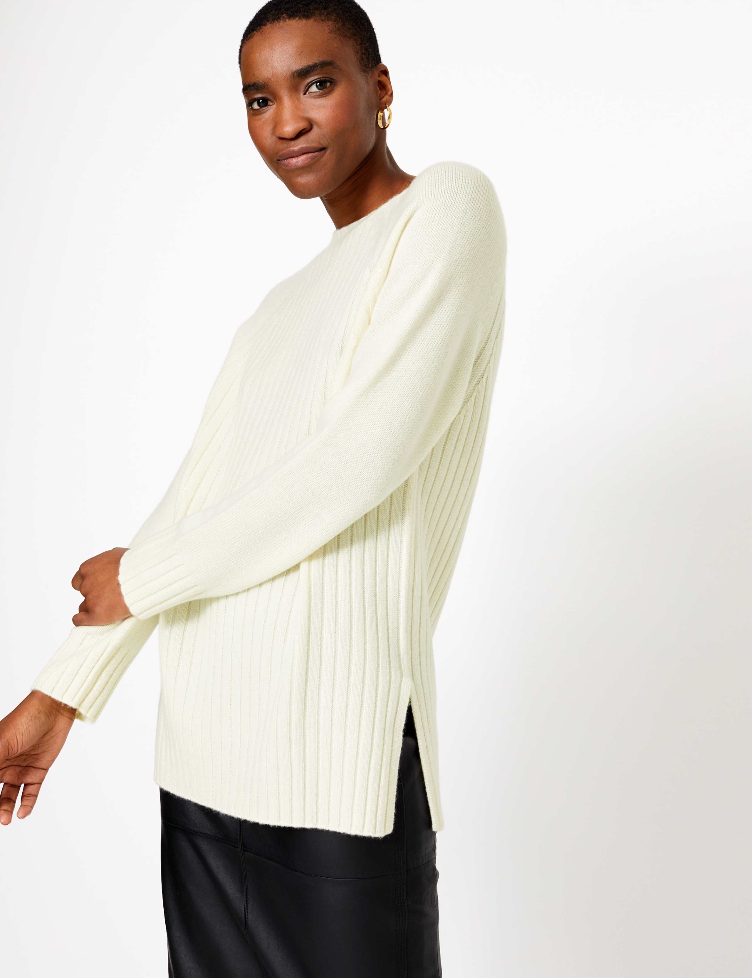 Pure Cashmere Ribbed Longline Jumper 1 of 4