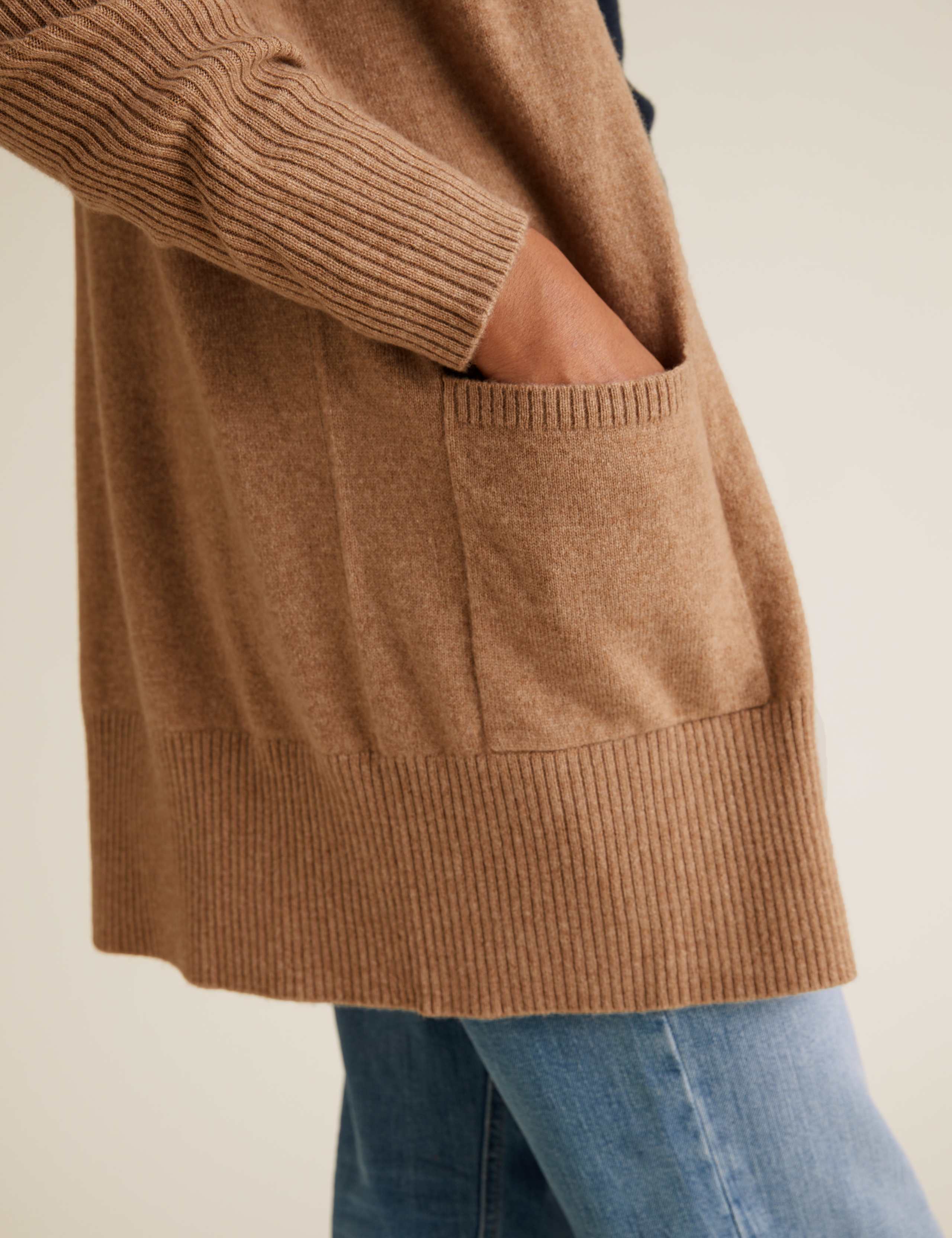 Pure Cashmere Ribbed Sleeve Cardigan 5 of 5