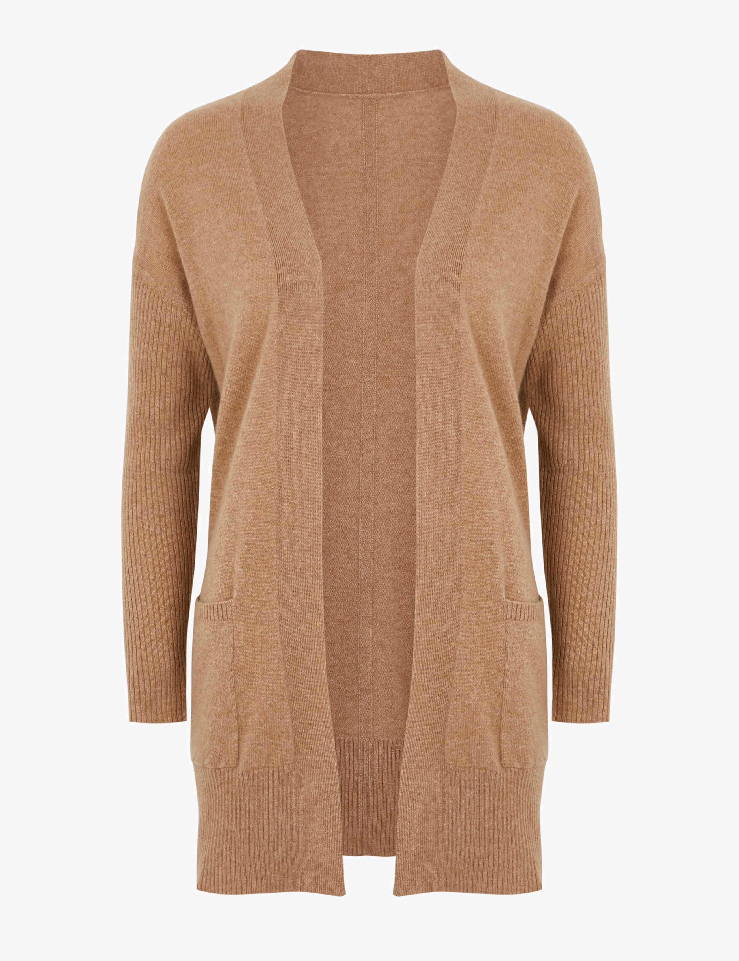 Pure Cashmere Ribbed Sleeve Cardigan 2 of 5