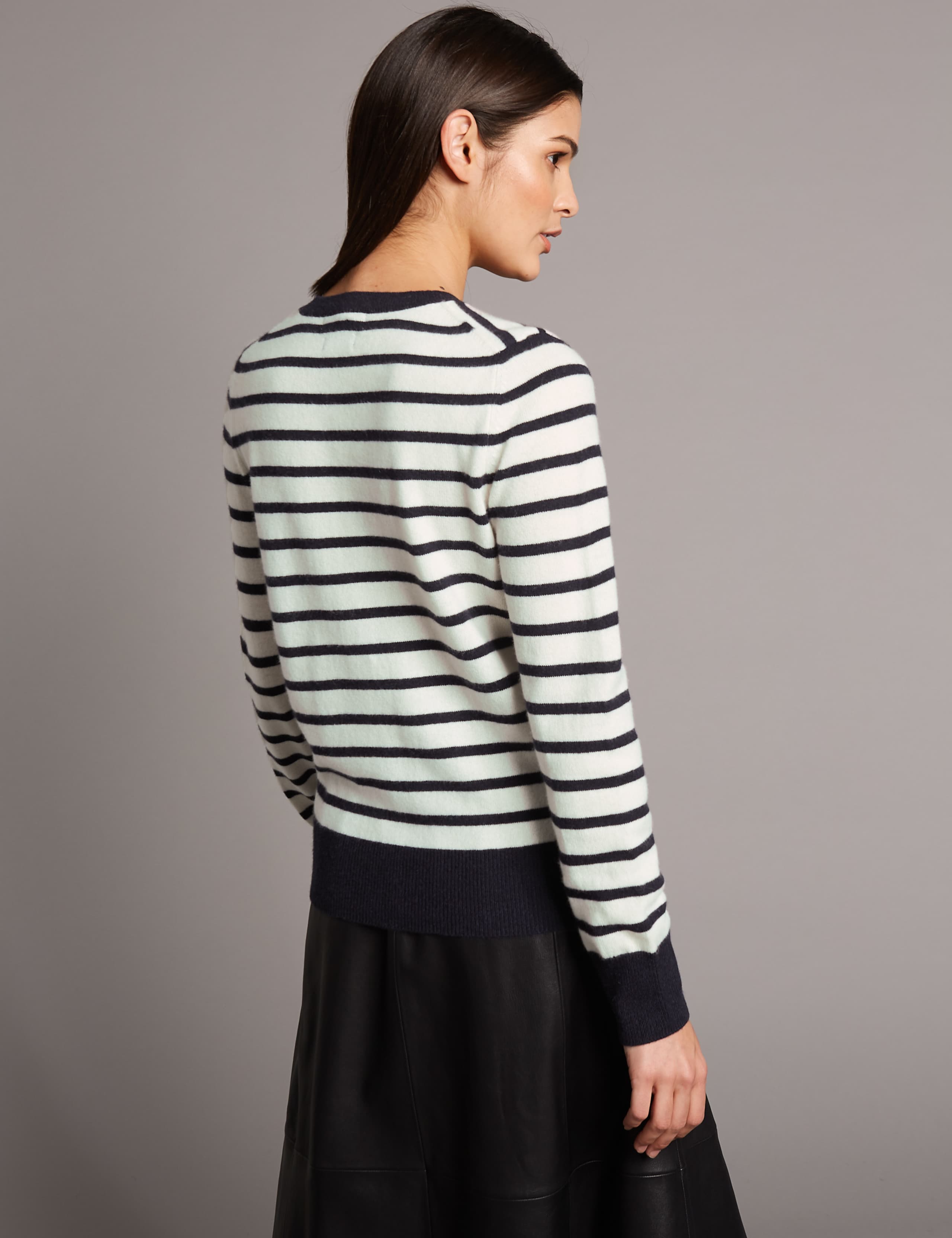 Pure Cashmere Striped Round Neck Jumper 4 of 4