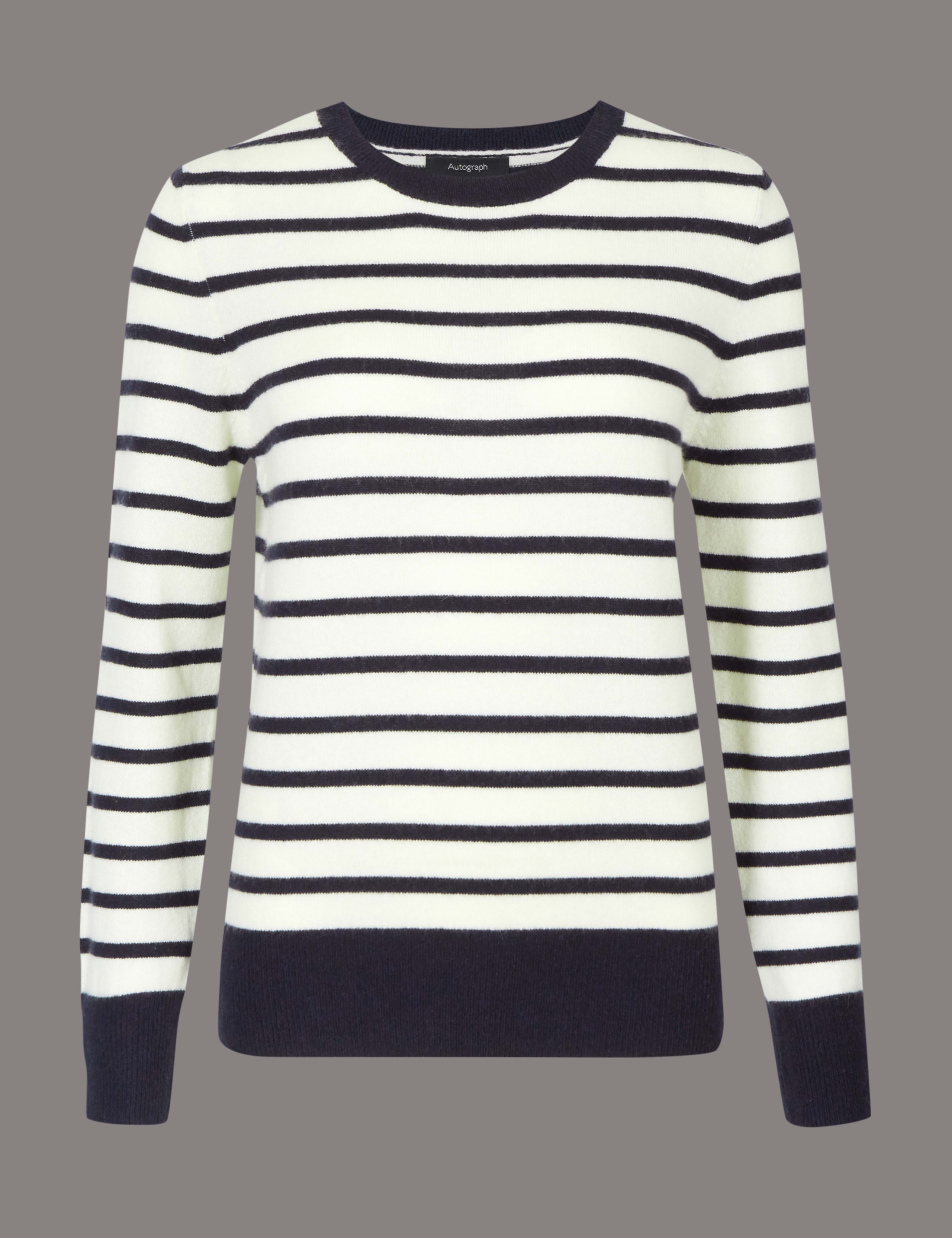 Pure Cashmere Striped Round Neck Jumper 2 of 4