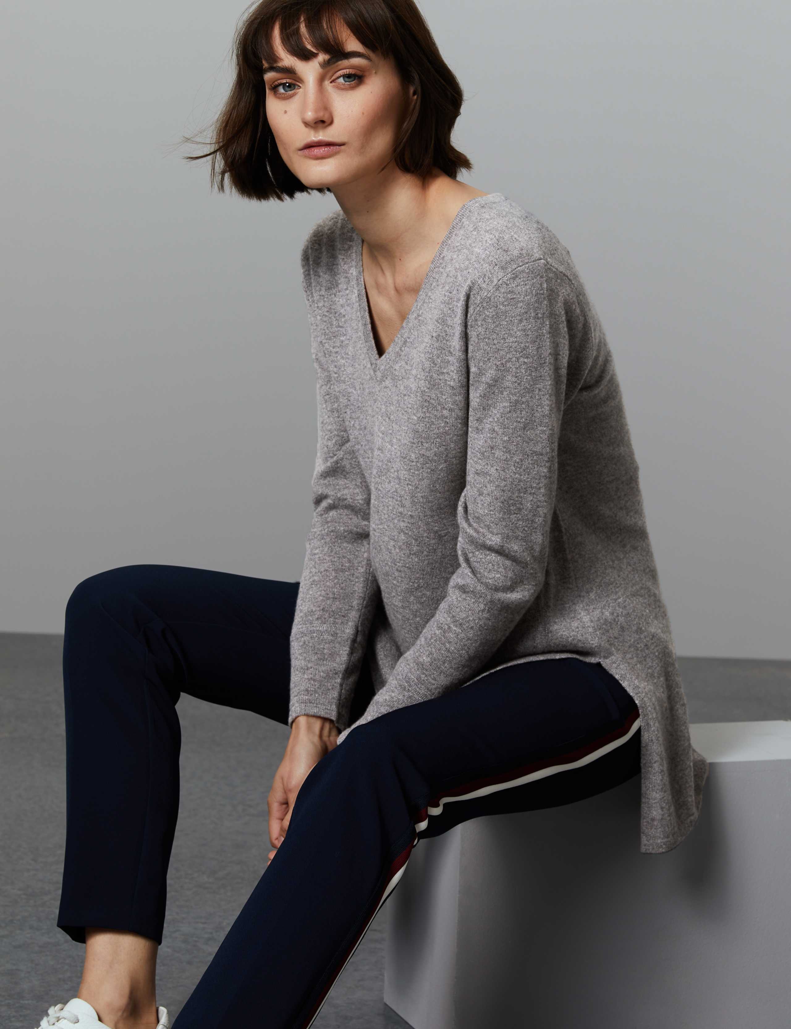 Pure Cashmere Textured Longline Jumper 1 of 5