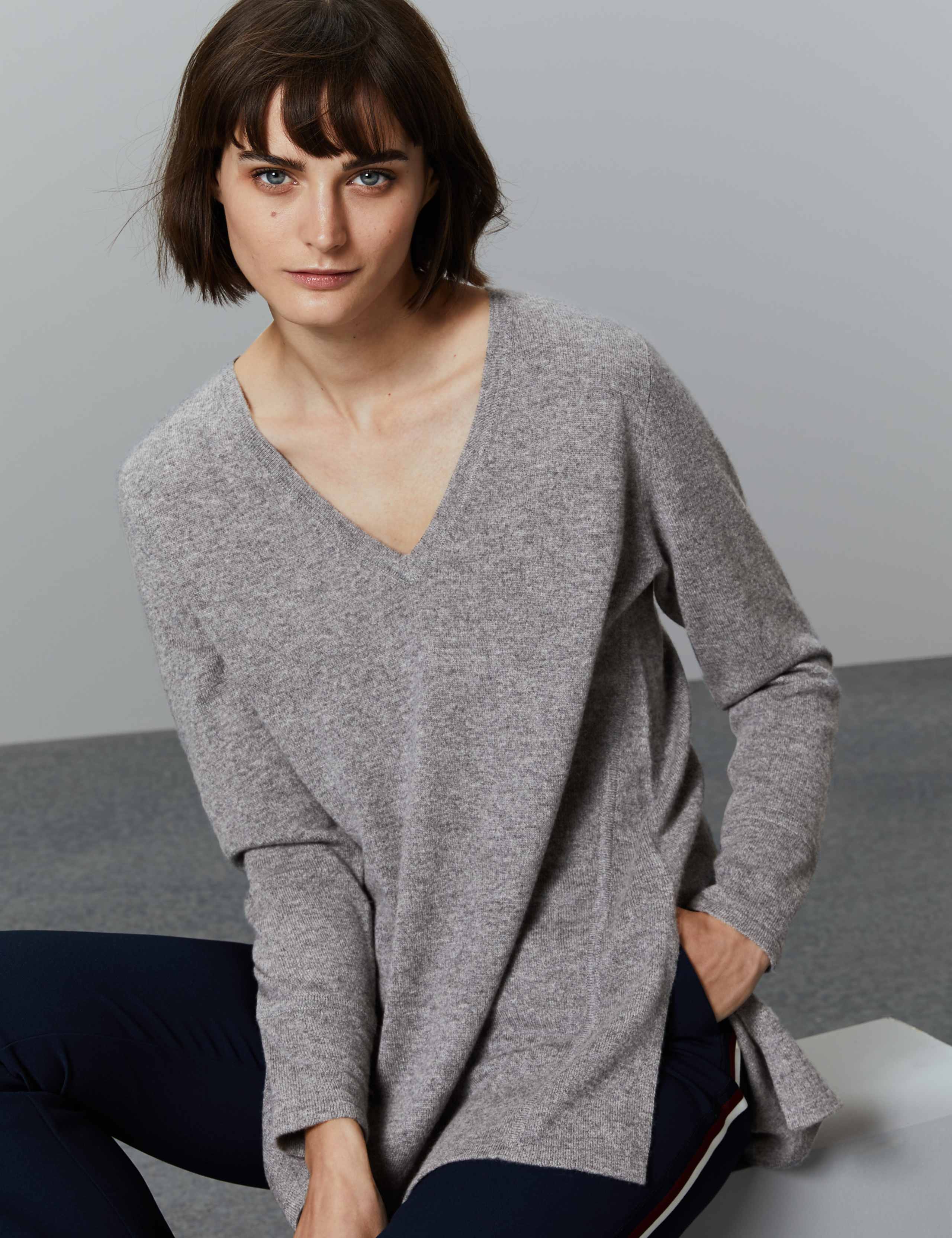 Pure Cashmere Textured Longline Jumper 3 of 5