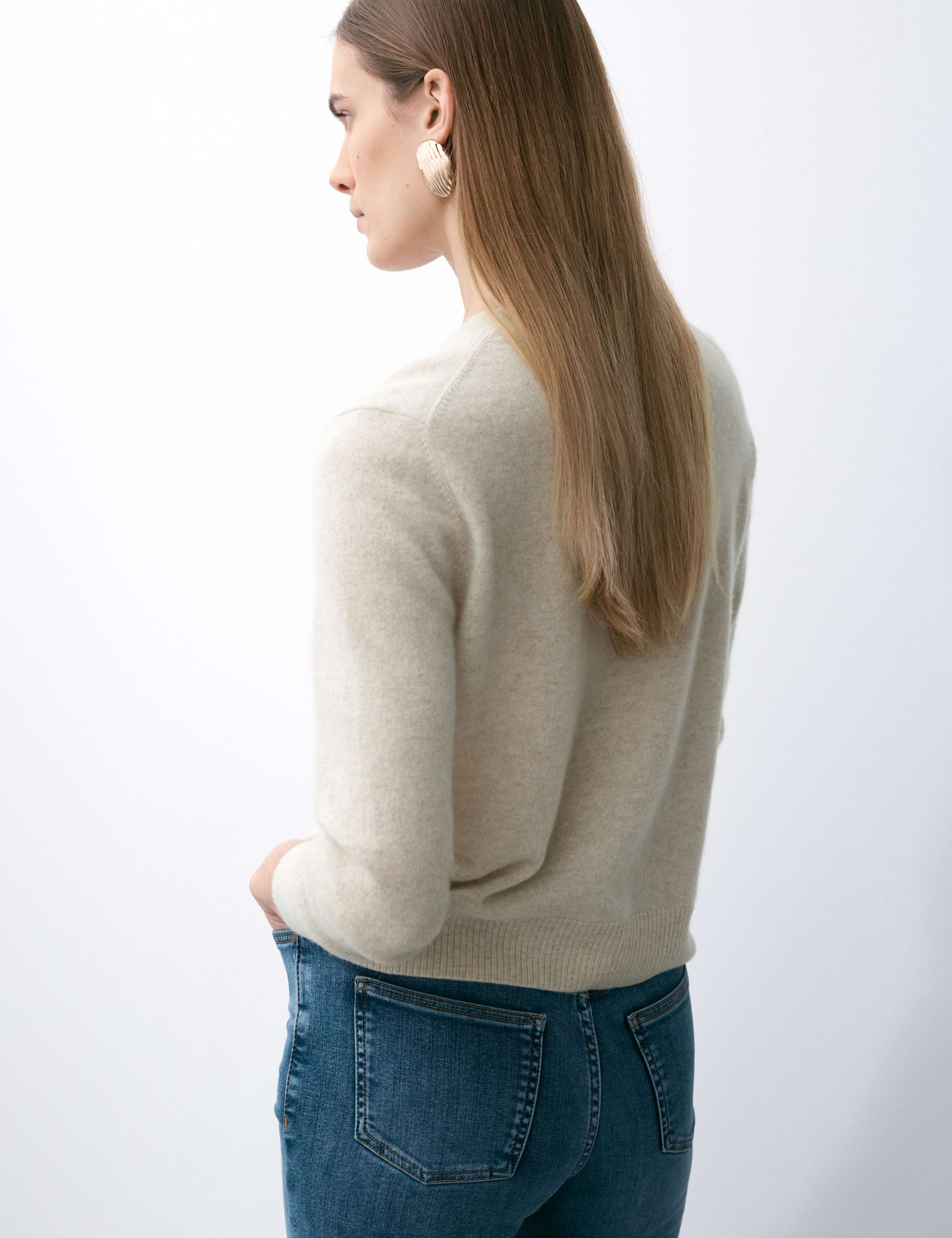 Pure Cashmere Crew Neck Relaxed Cardigan 5 of 7