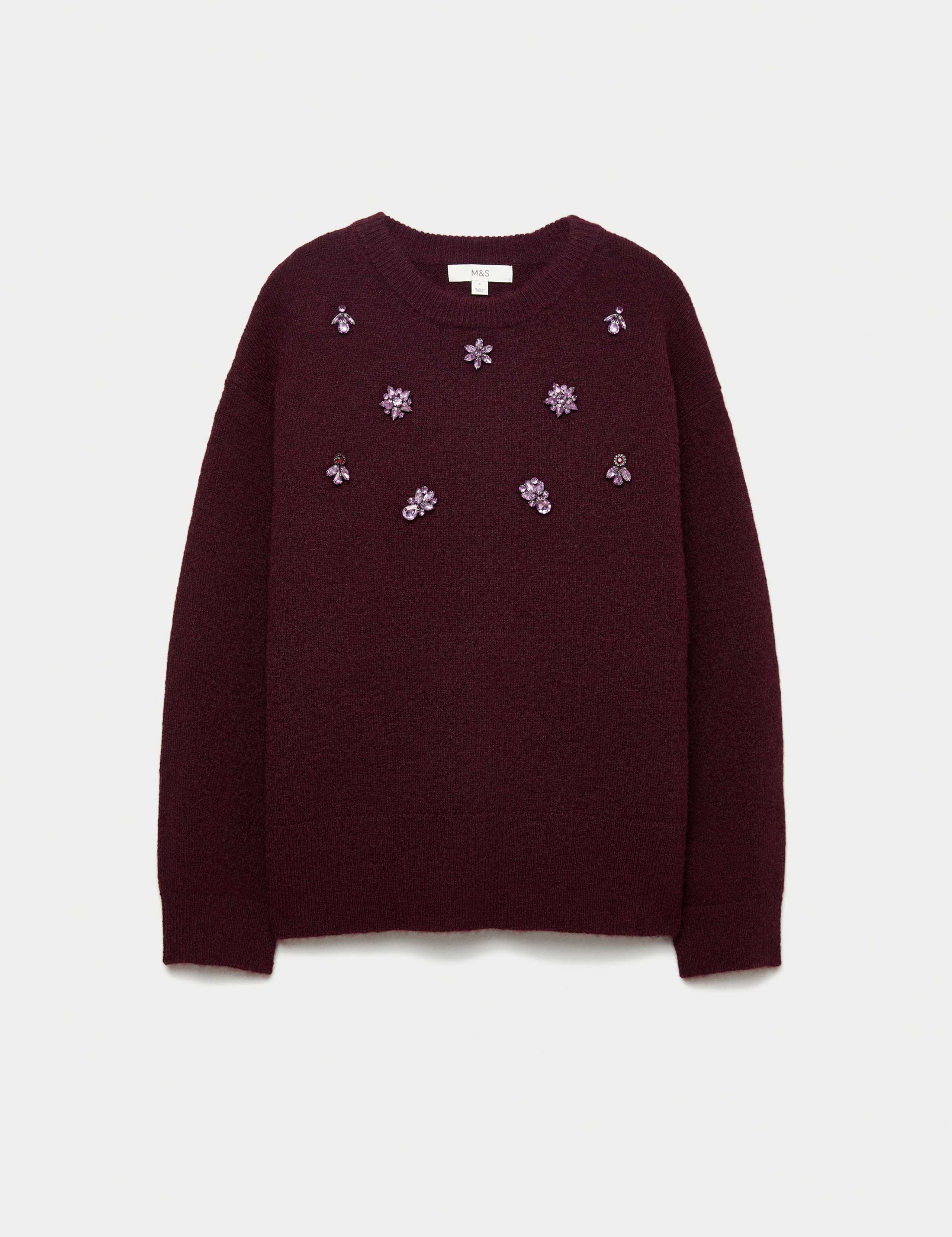 Gem Embellished Relaxed Jumper With Wool 2 of 6