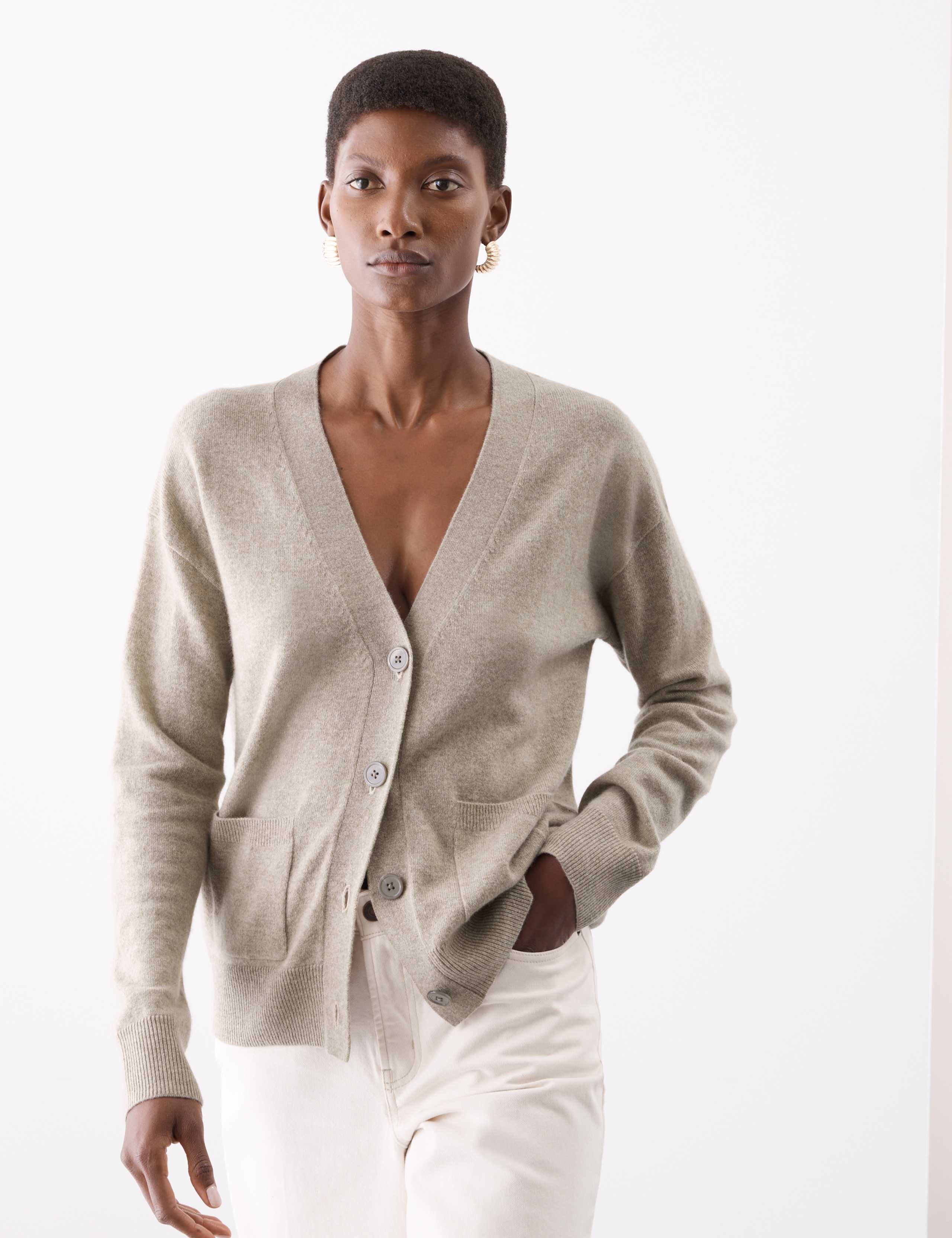 Pure Cashmere V-Neck Button Front Cardigan 1 of 8