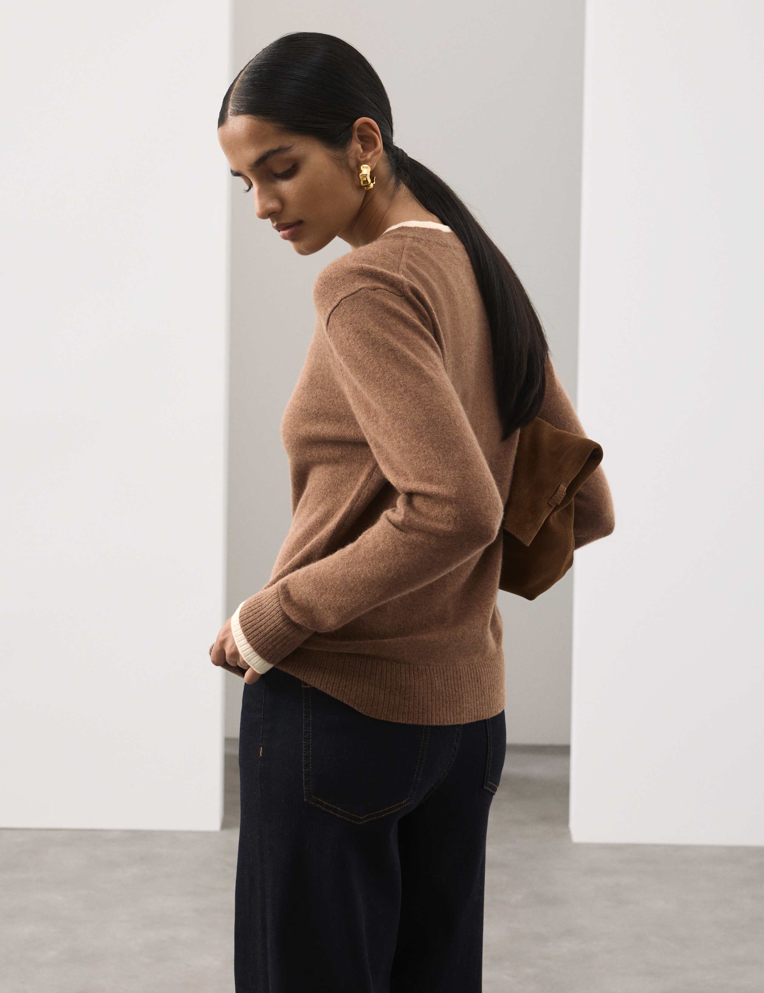 Pure Cashmere Textured Tipped Jumper 6 of 6