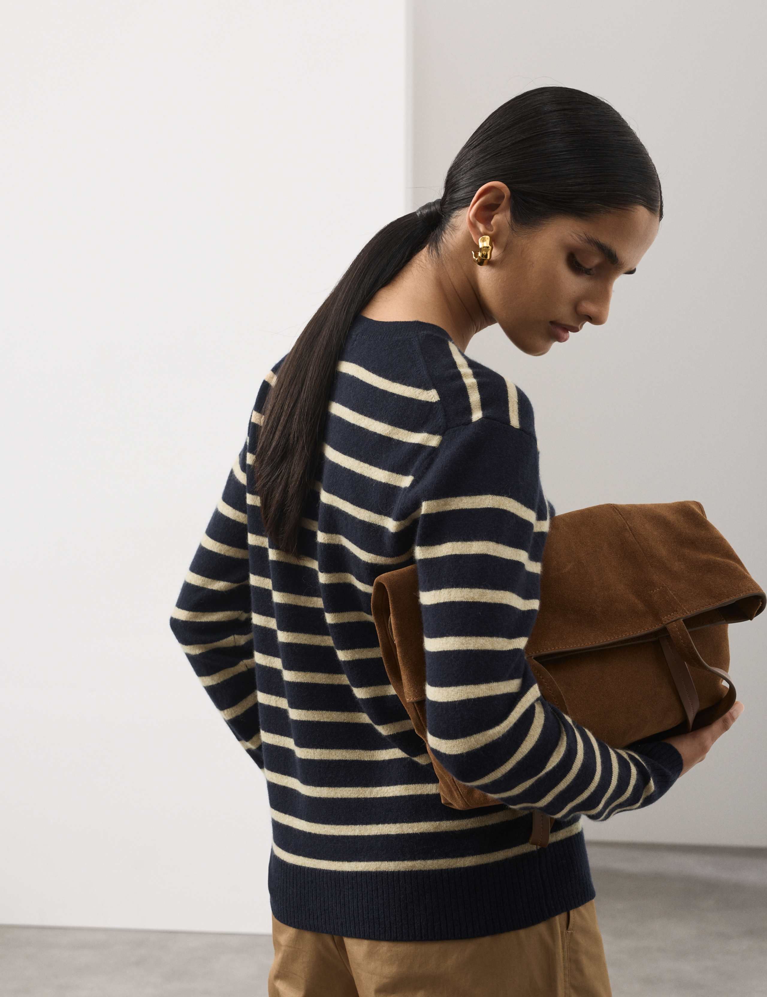 Pure Cashmere Striped Crew Neck Jumper 6 of 6