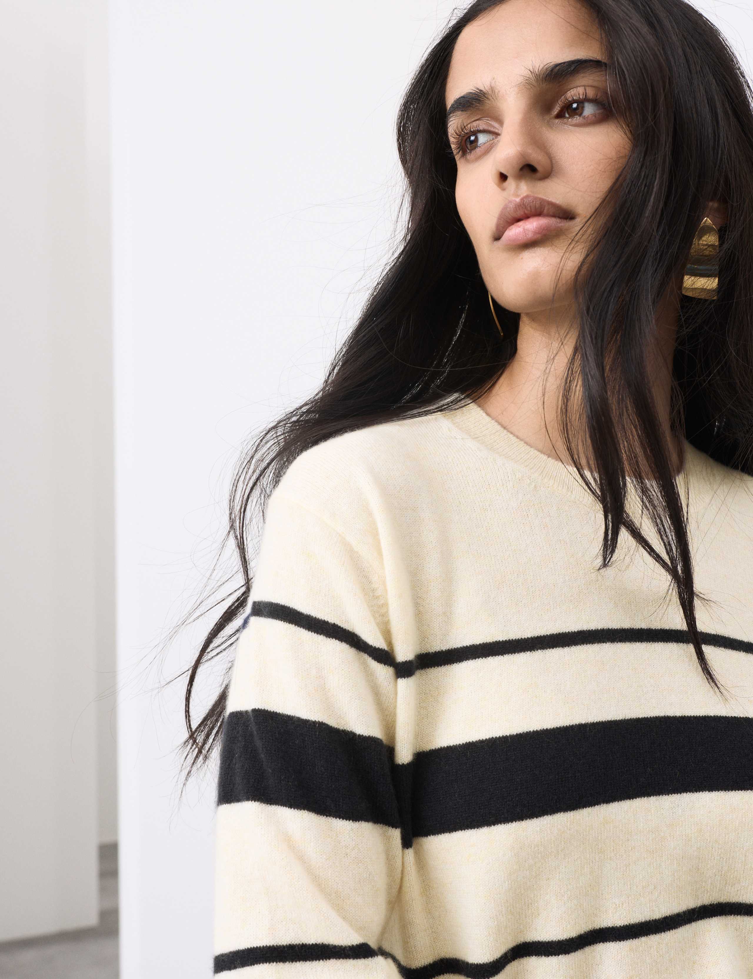 Pure Cashmere Striped Crew Neck Jumper 5 of 6