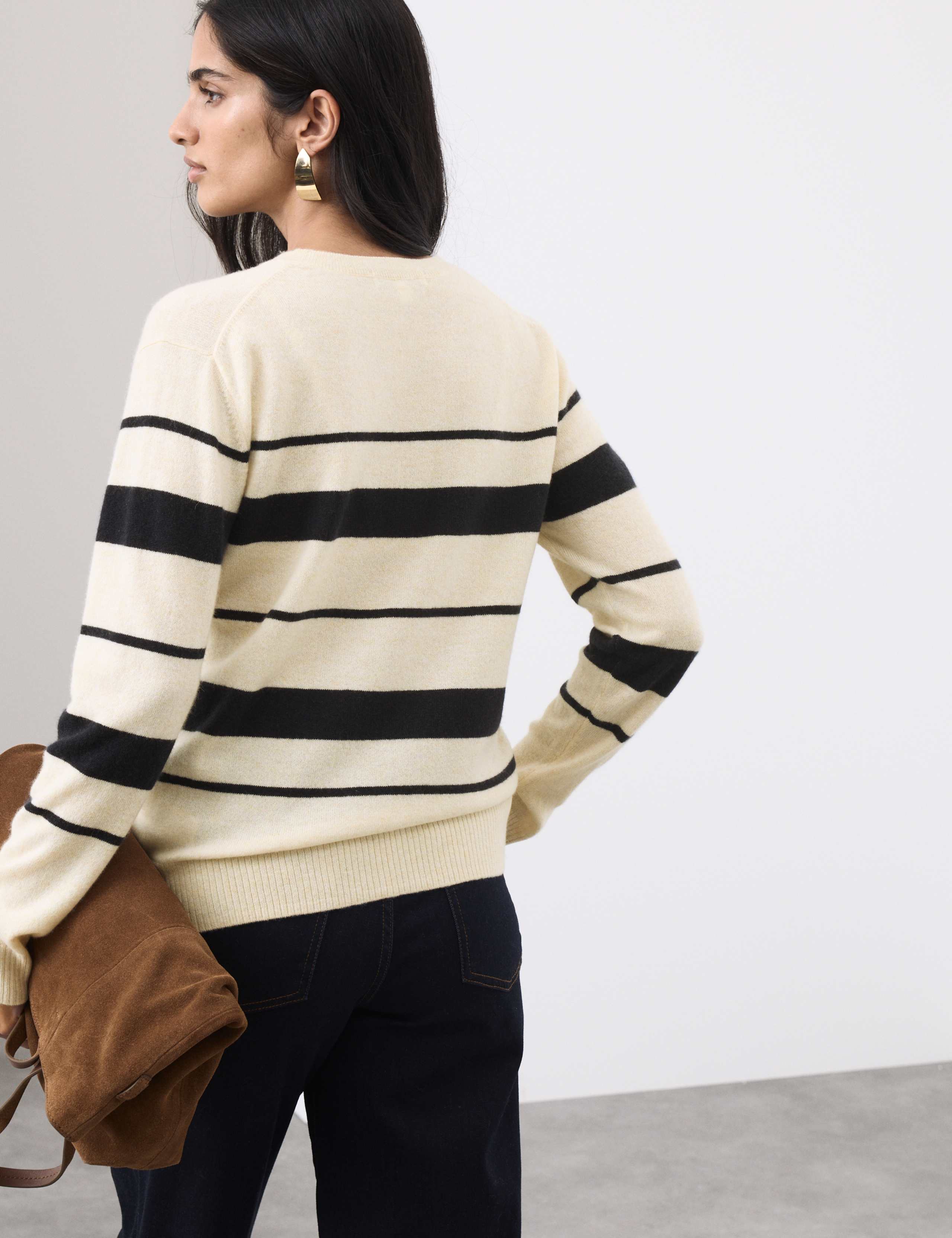 Pure Cashmere Striped Crew Neck Jumper 6 of 6