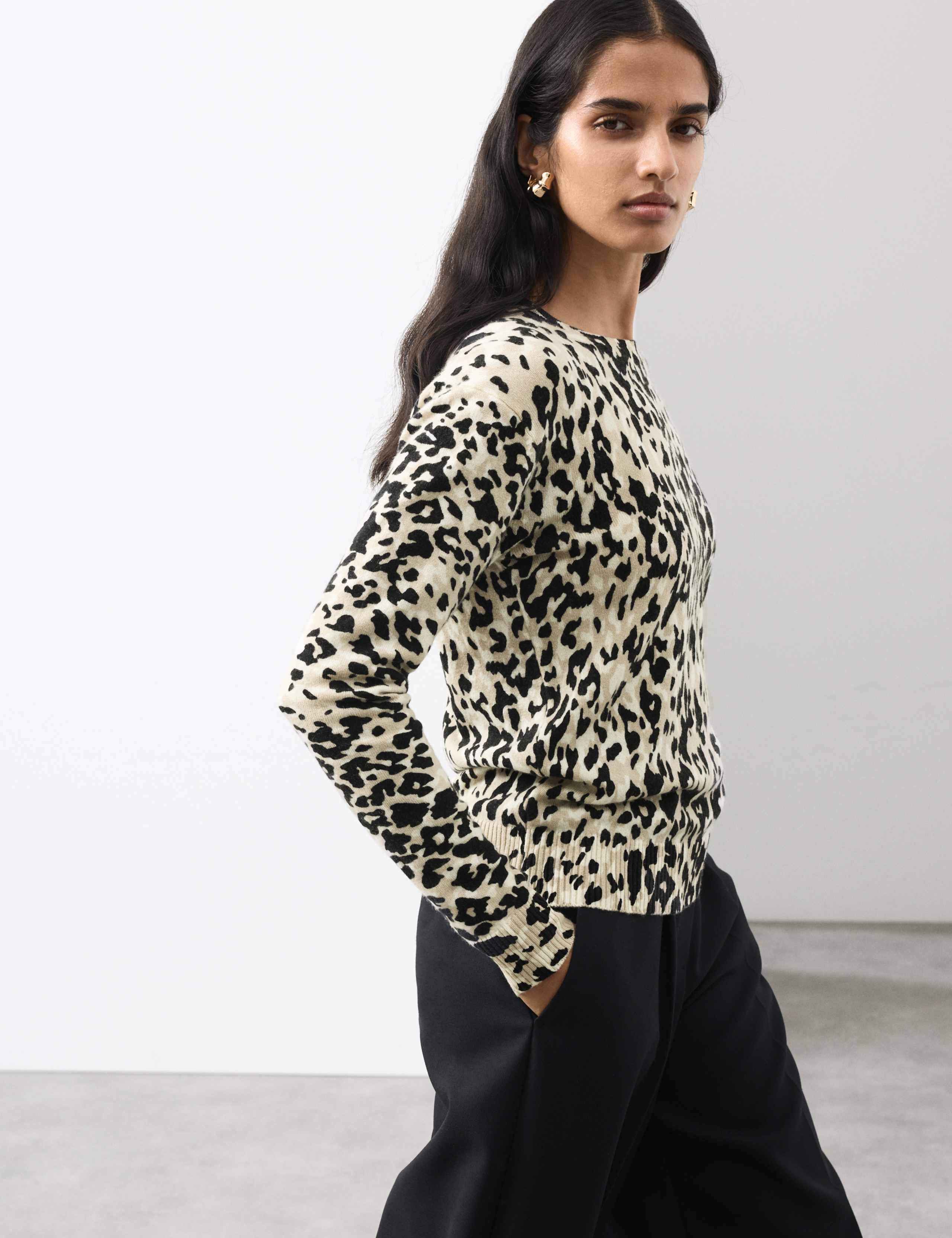 Pure Cashmere Animal Print Crew Neck Jumper 4 of 6
