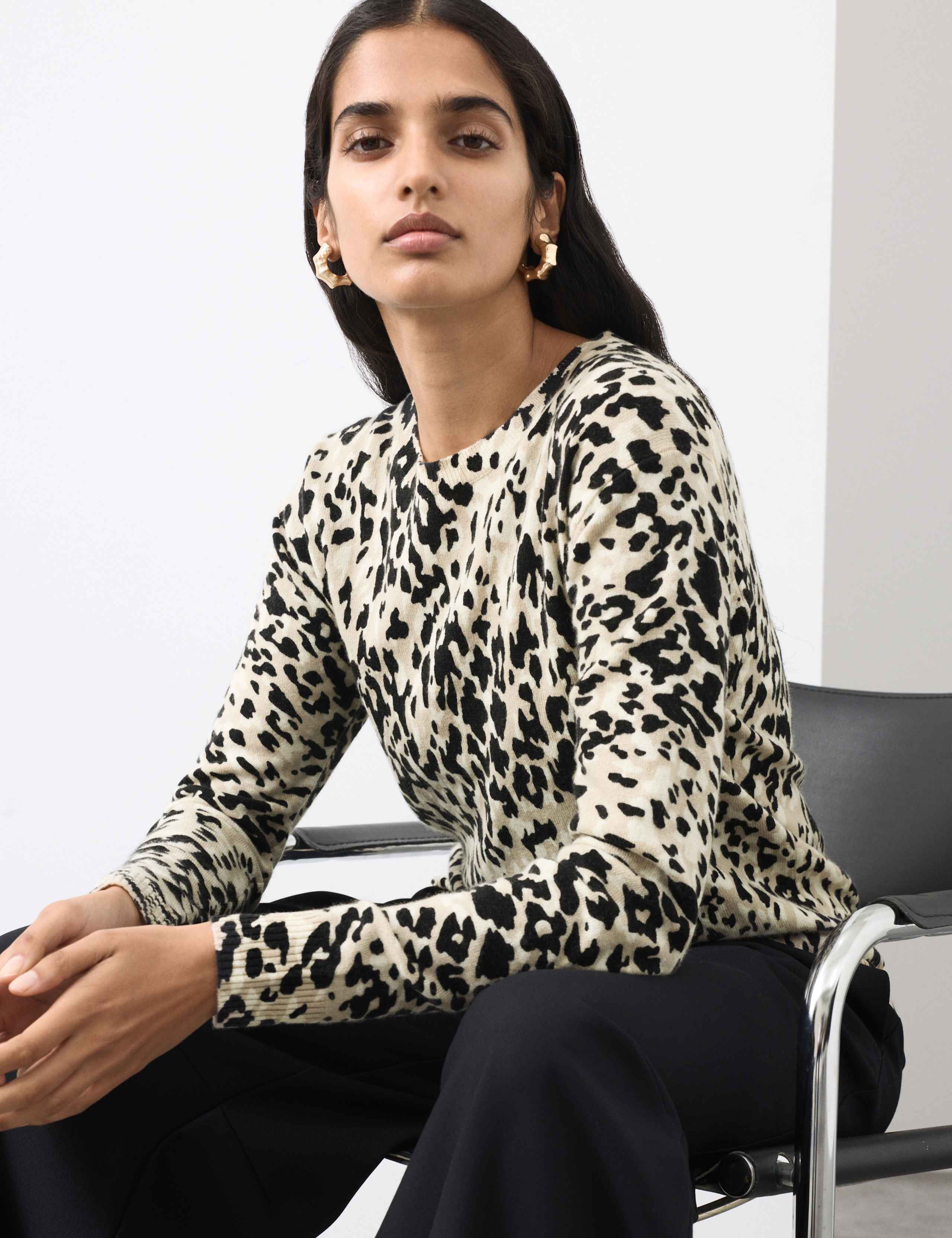 Pure Cashmere Animal Print Crew Neck Jumper 6 of 6