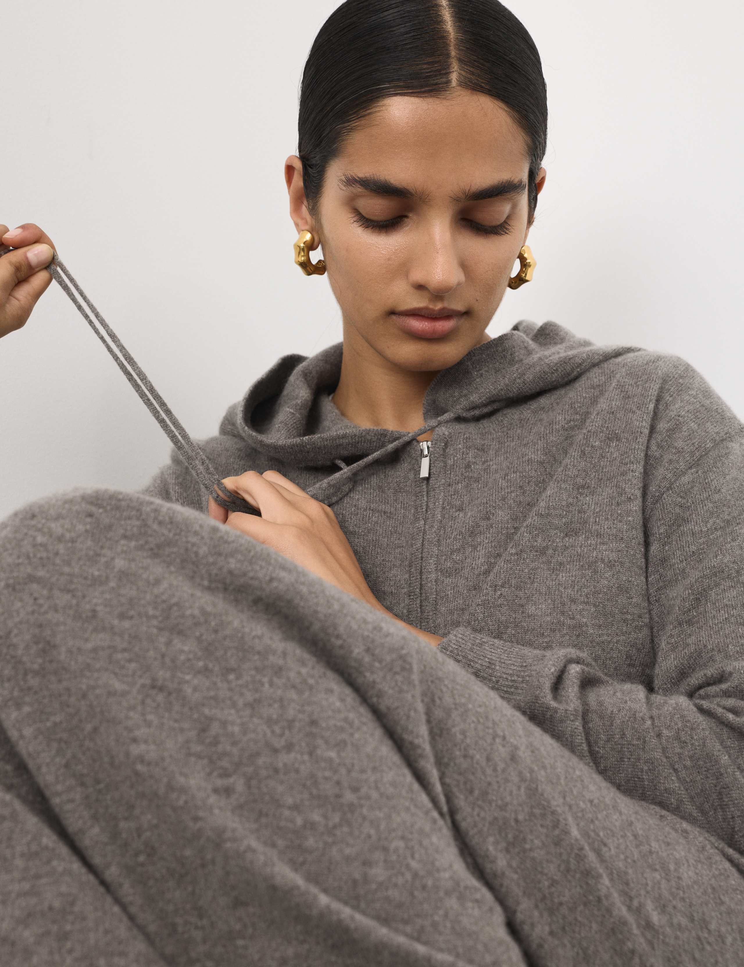 Pure Cashmere Zip Up Hoodie 1 of 6