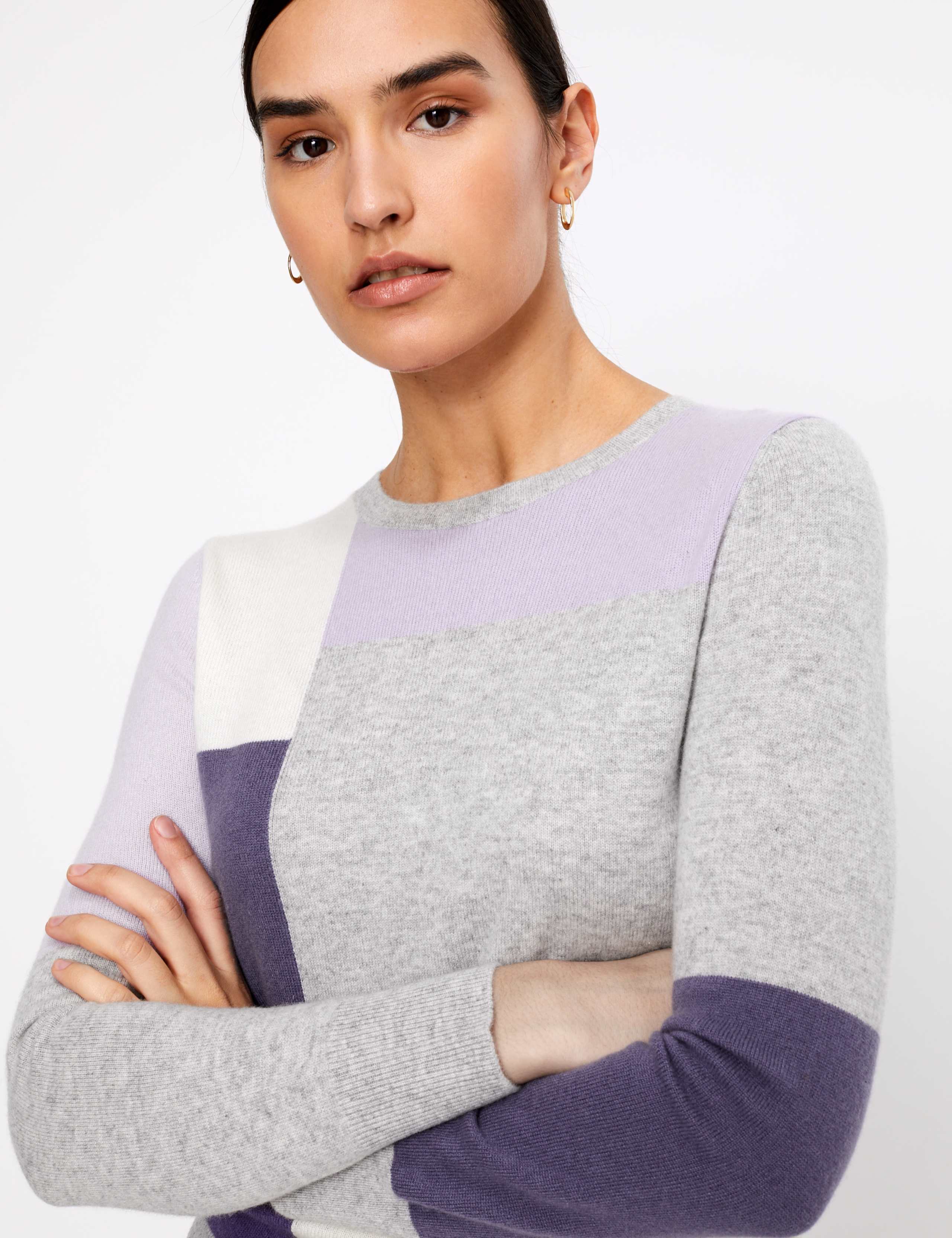 Pure Cashmere Colour Block Jumper 1 of 4