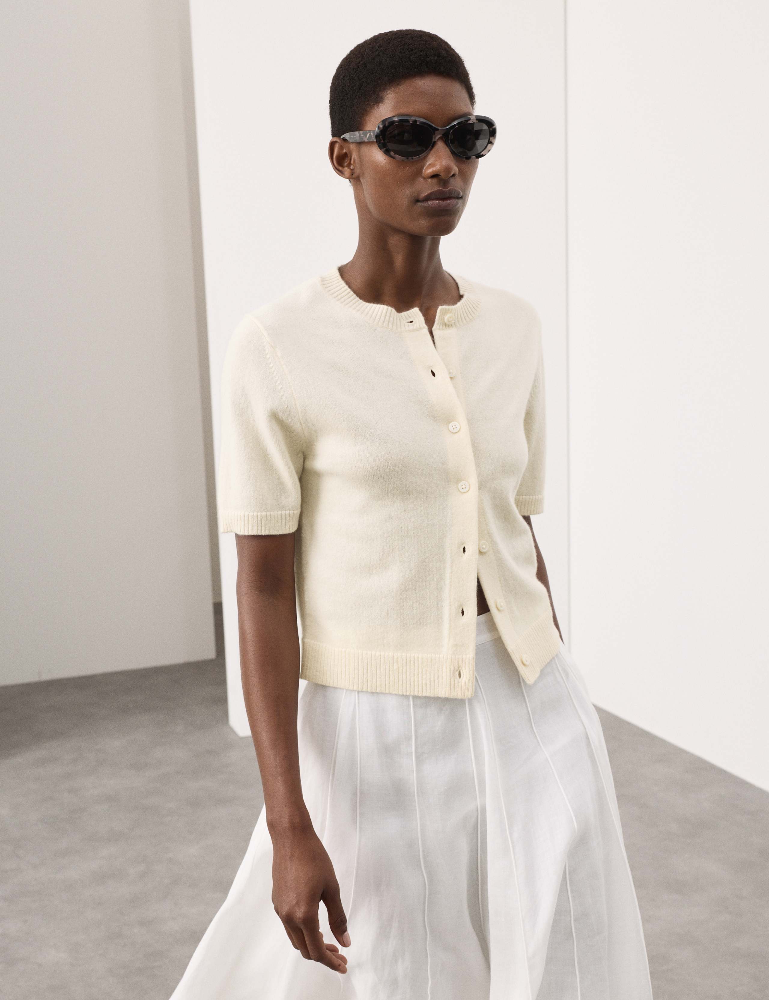 Pure Cashmere Crew Neck Cropped Cardigan 7 of 7
