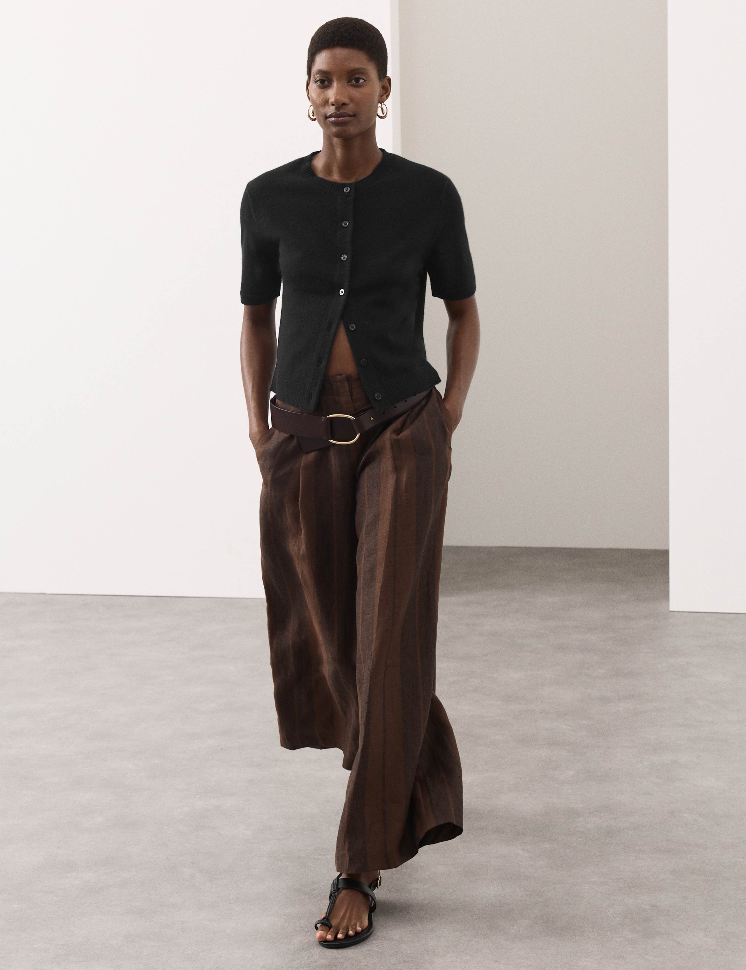 Pure Cashmere Crew Neck Cropped Cardigan 3 of 6
