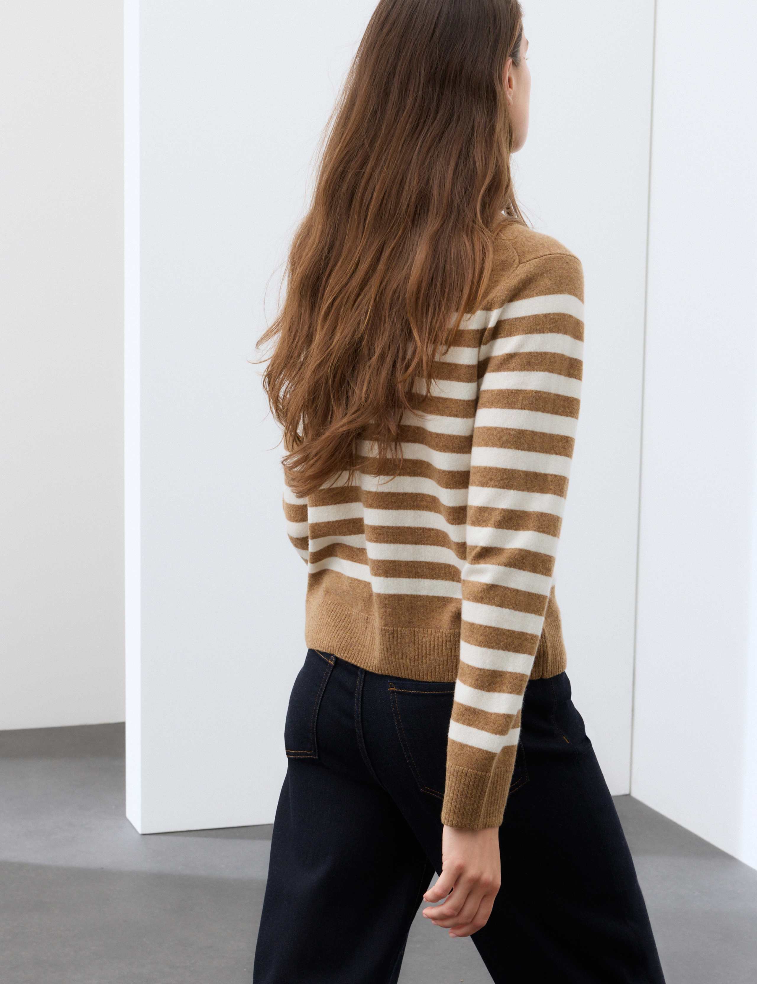 Pure Cashmere Striped Roll Neck Jumper 4 of 7