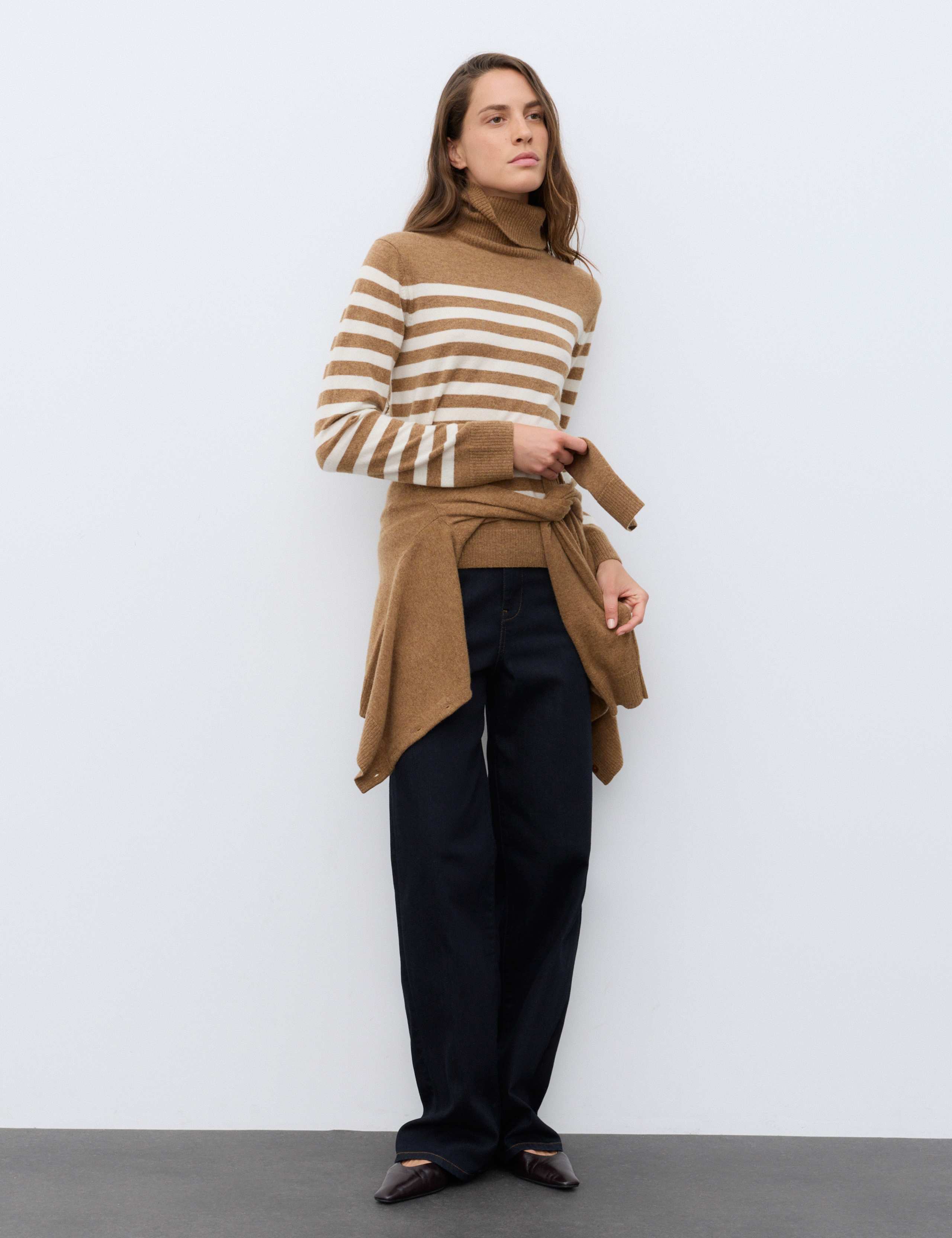 Pure Cashmere Striped Roll Neck Jumper 5 of 7