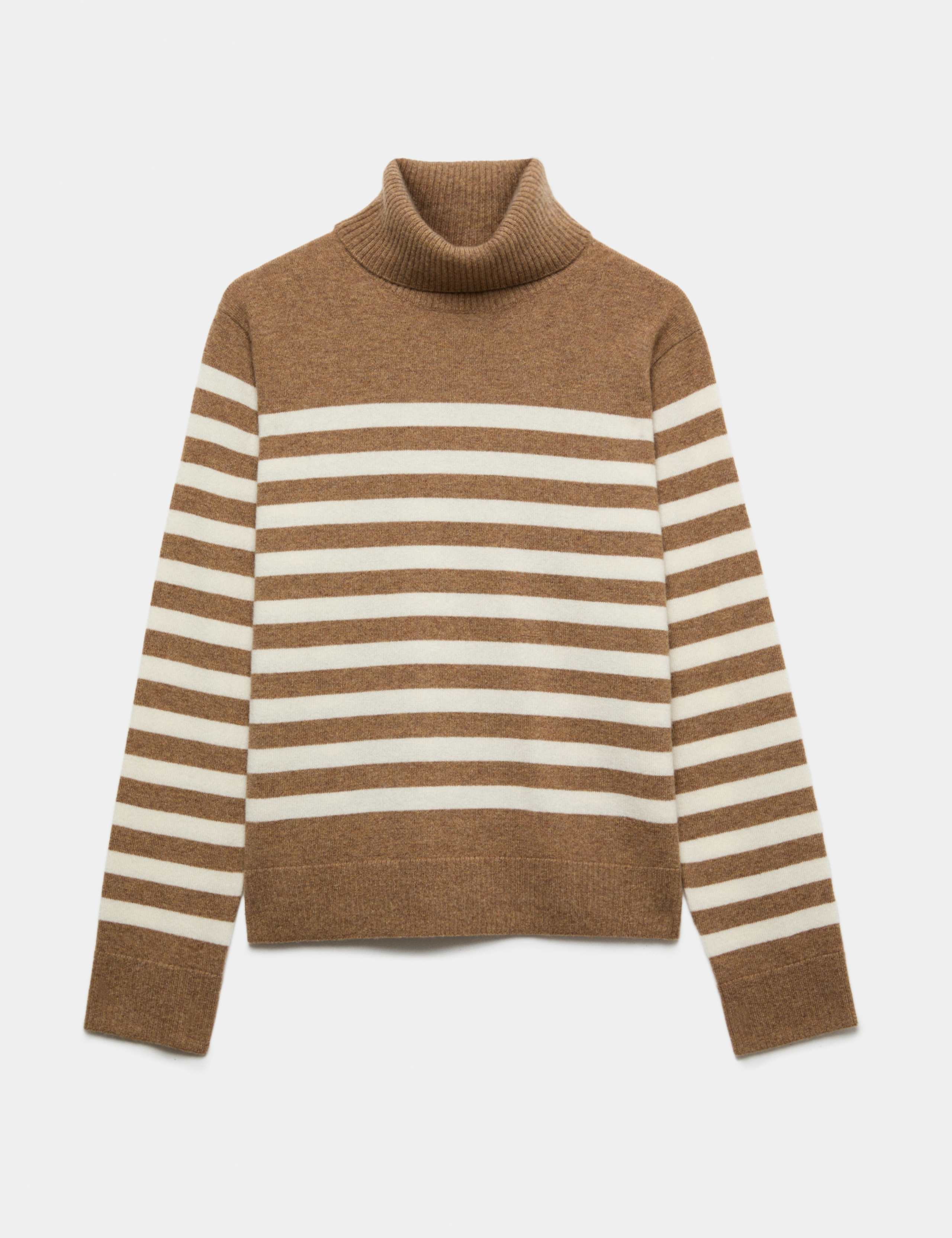 Pure Cashmere Striped Roll Neck Jumper 2 of 7