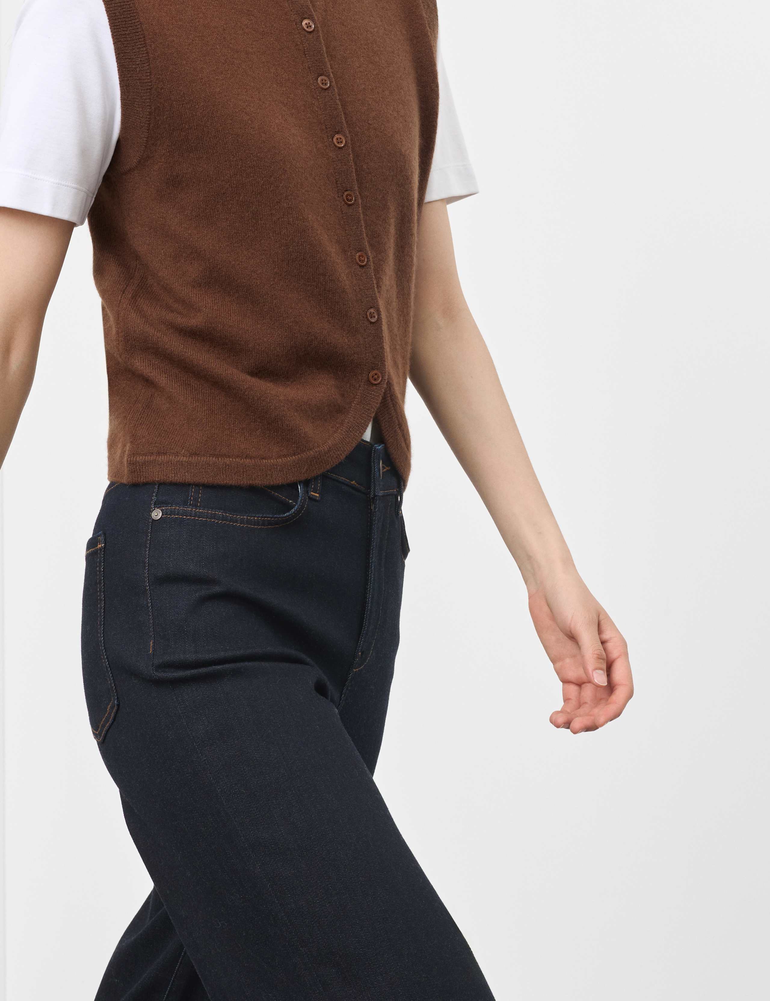 Pure Cashmere Button Through Knitted Waistcoat 3 of 6