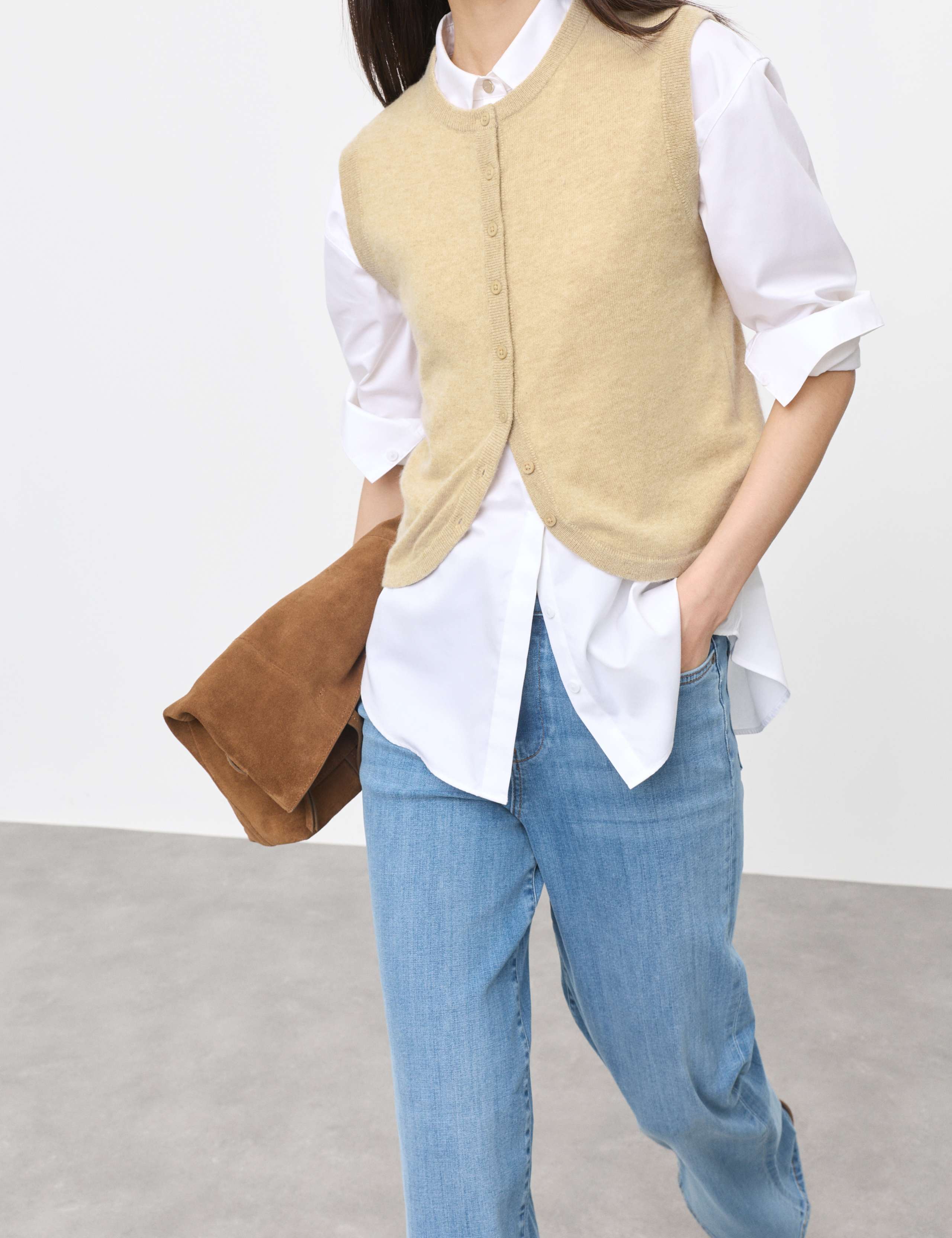 Pure Cashmere Button Through Knitted Waistcoat 3 of 7