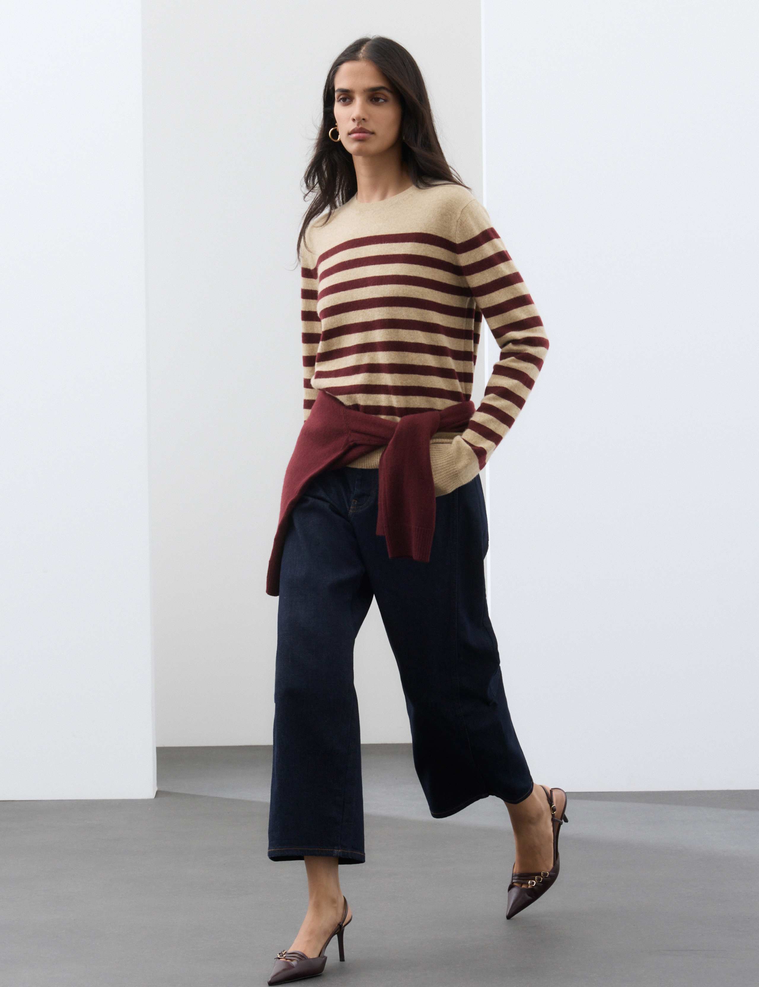 Pure Cashmere Striped Crew Neck Jumper 4 of 8