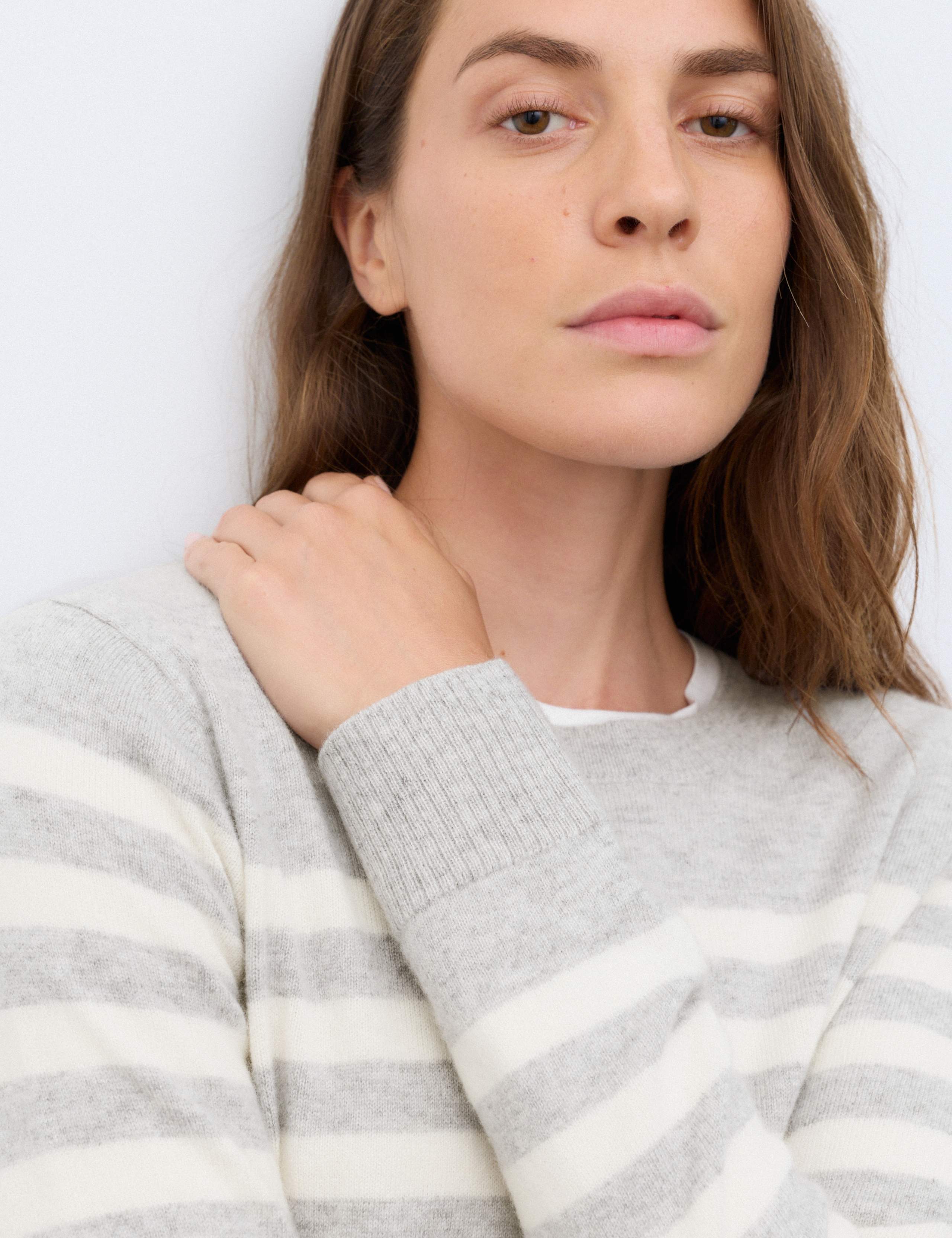 Pure Cashmere Striped Crew Neck Jumper 6 of 6