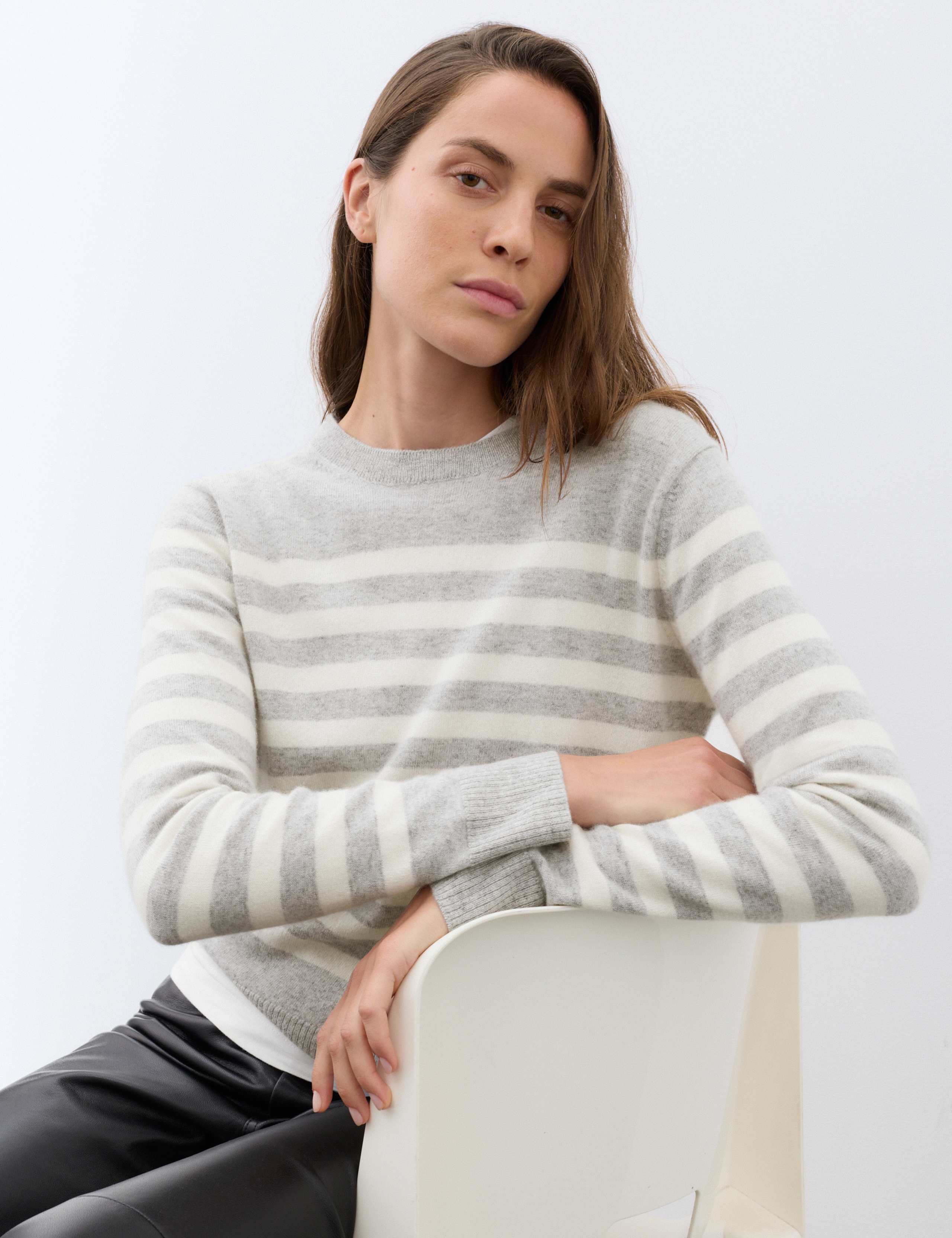 Pure Cashmere Striped Crew Neck Jumper 5 of 6