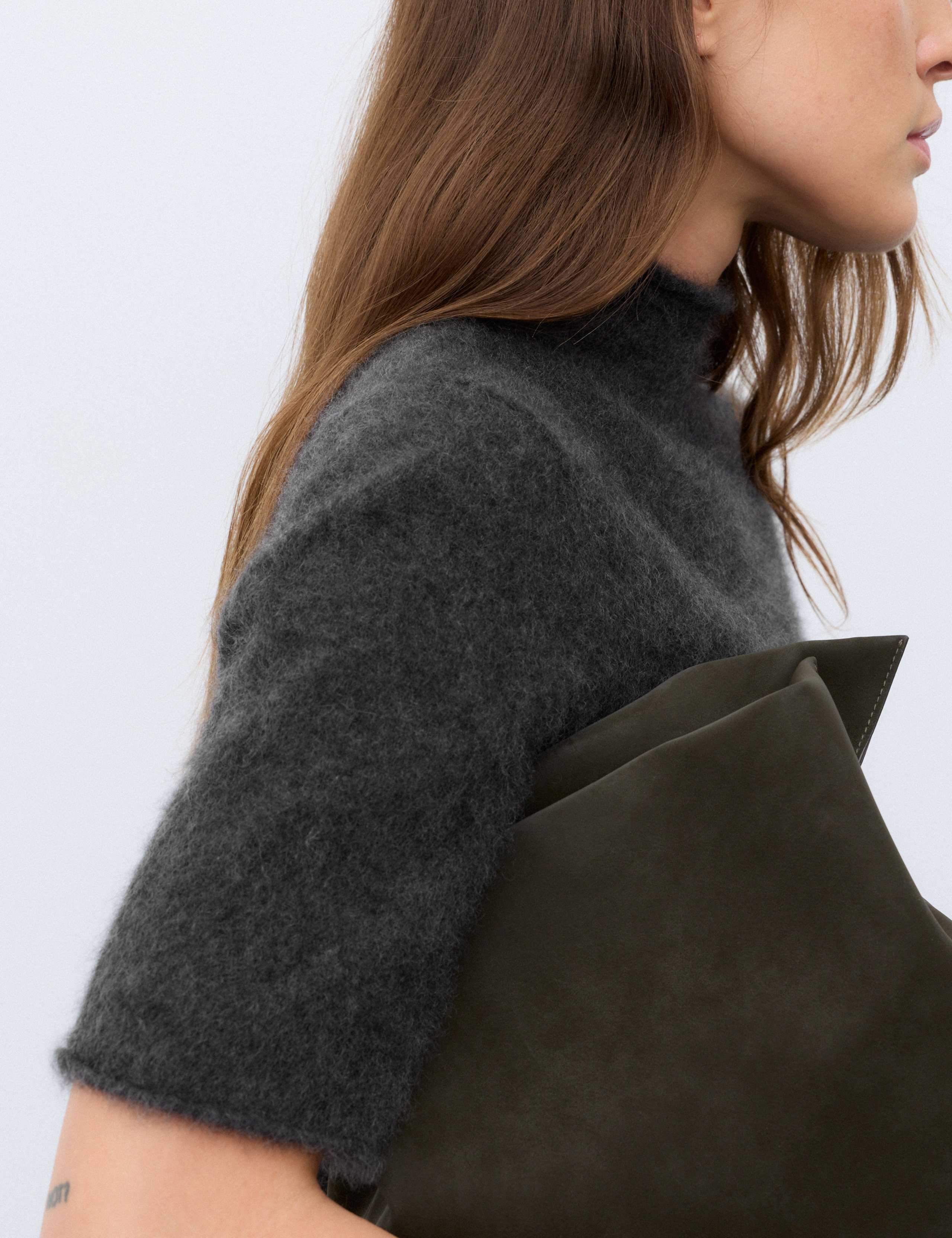 Brushed Pure Cashmere Funnel Neck Knitted Top 6 of 6