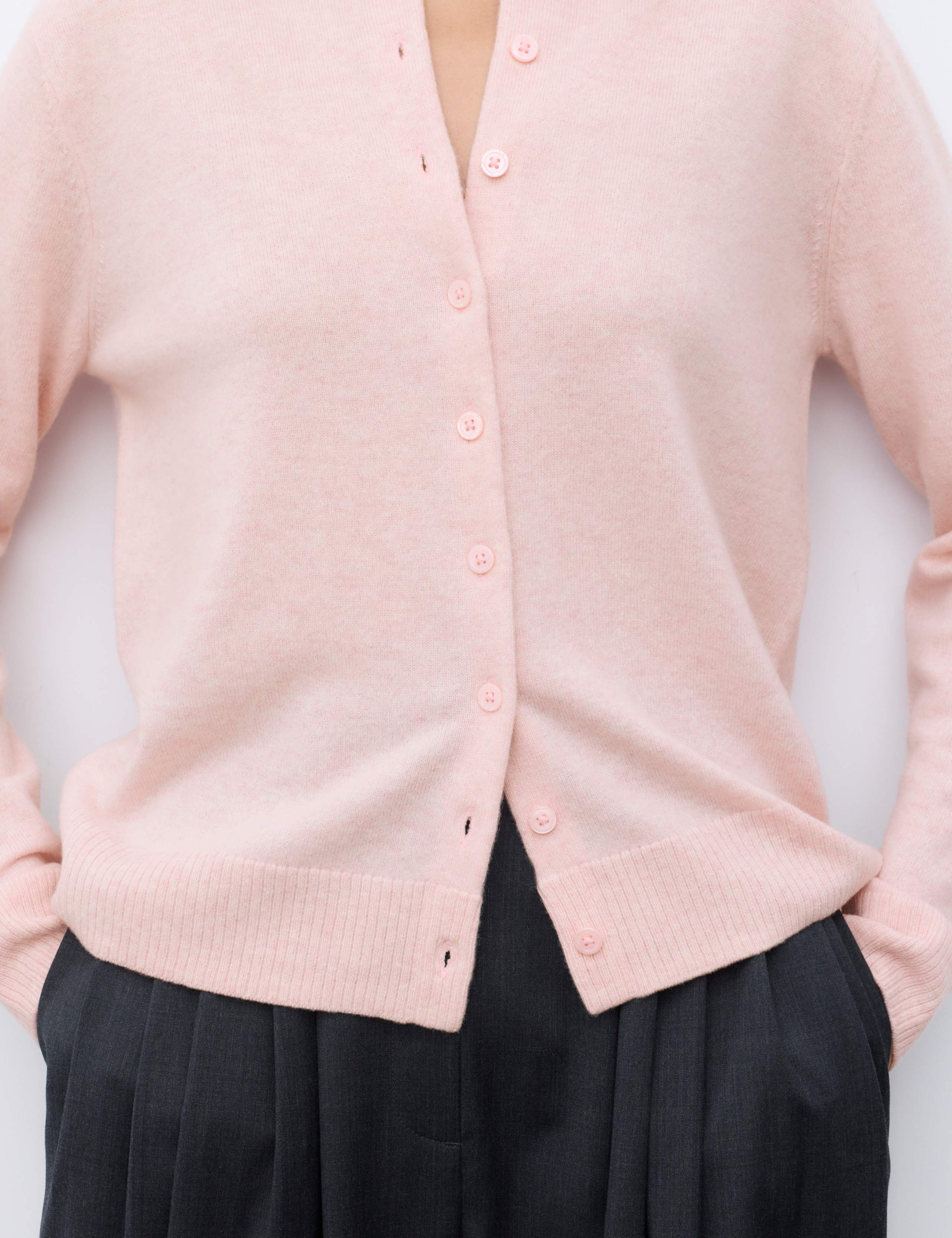 Pure Cashmere Crew Neck Button Front Cardigan 6 of 6