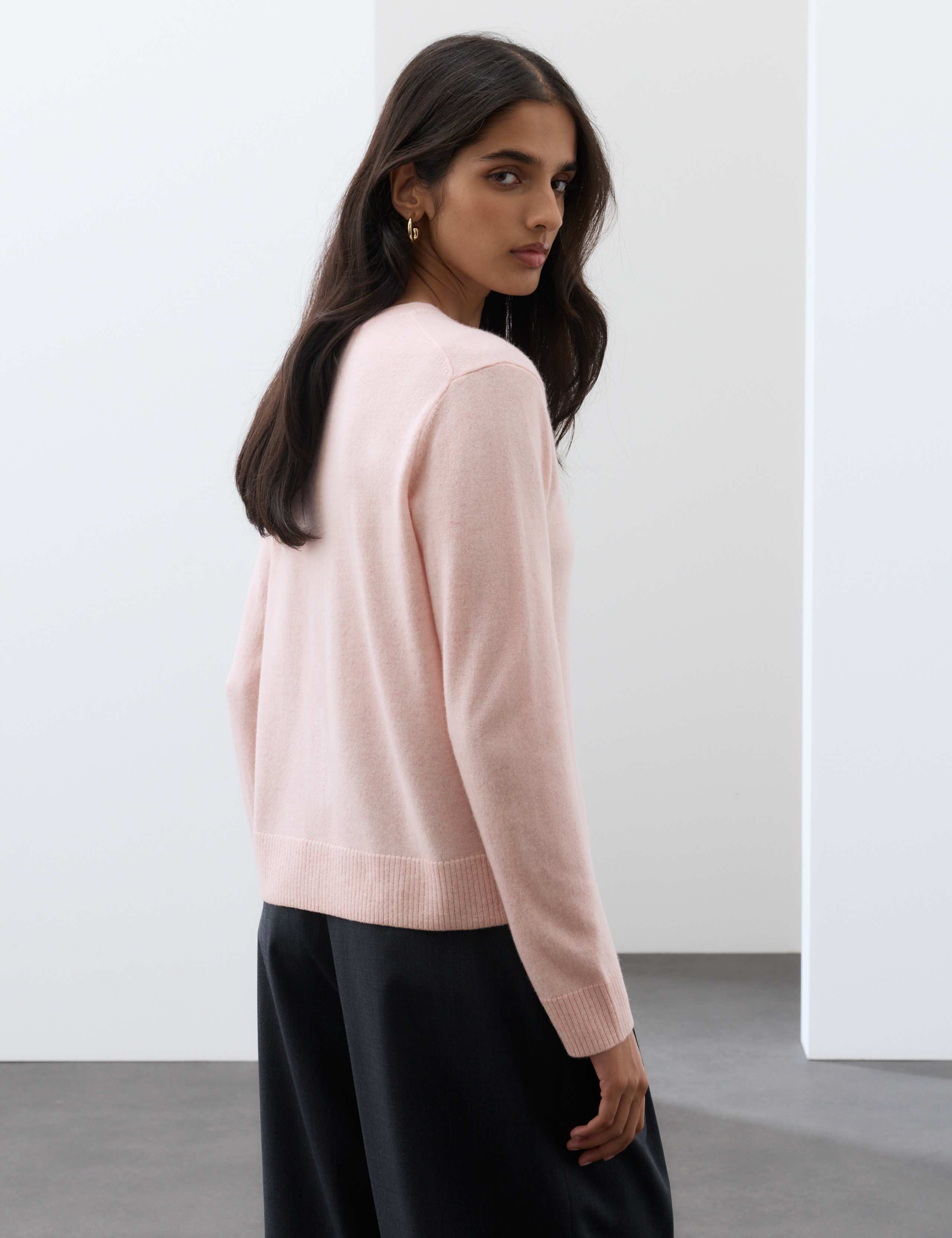 Pure Cashmere Crew Neck Button Front Cardigan 5 of 6