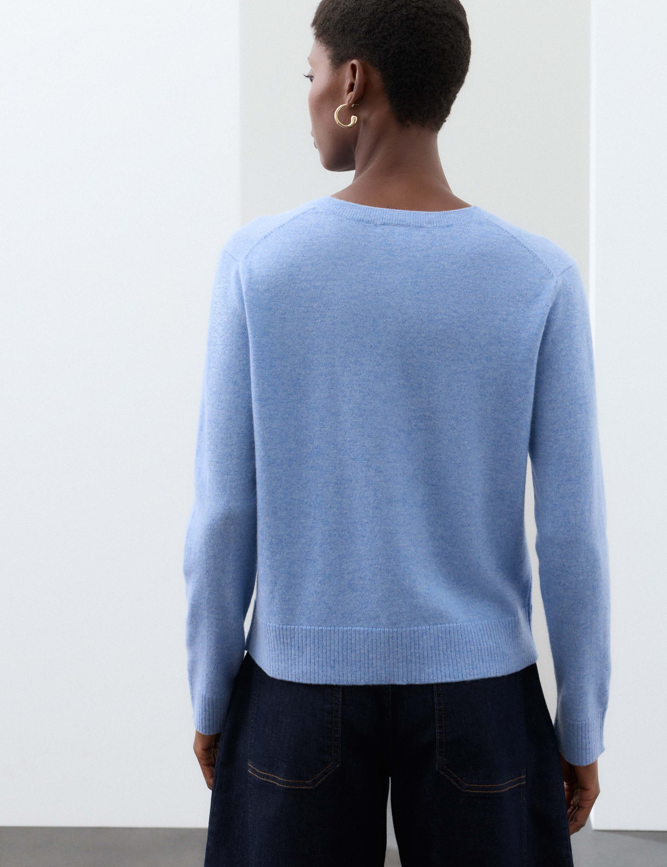 Pure Cashmere Crew Neck Button Front Cardigan 4 of 6