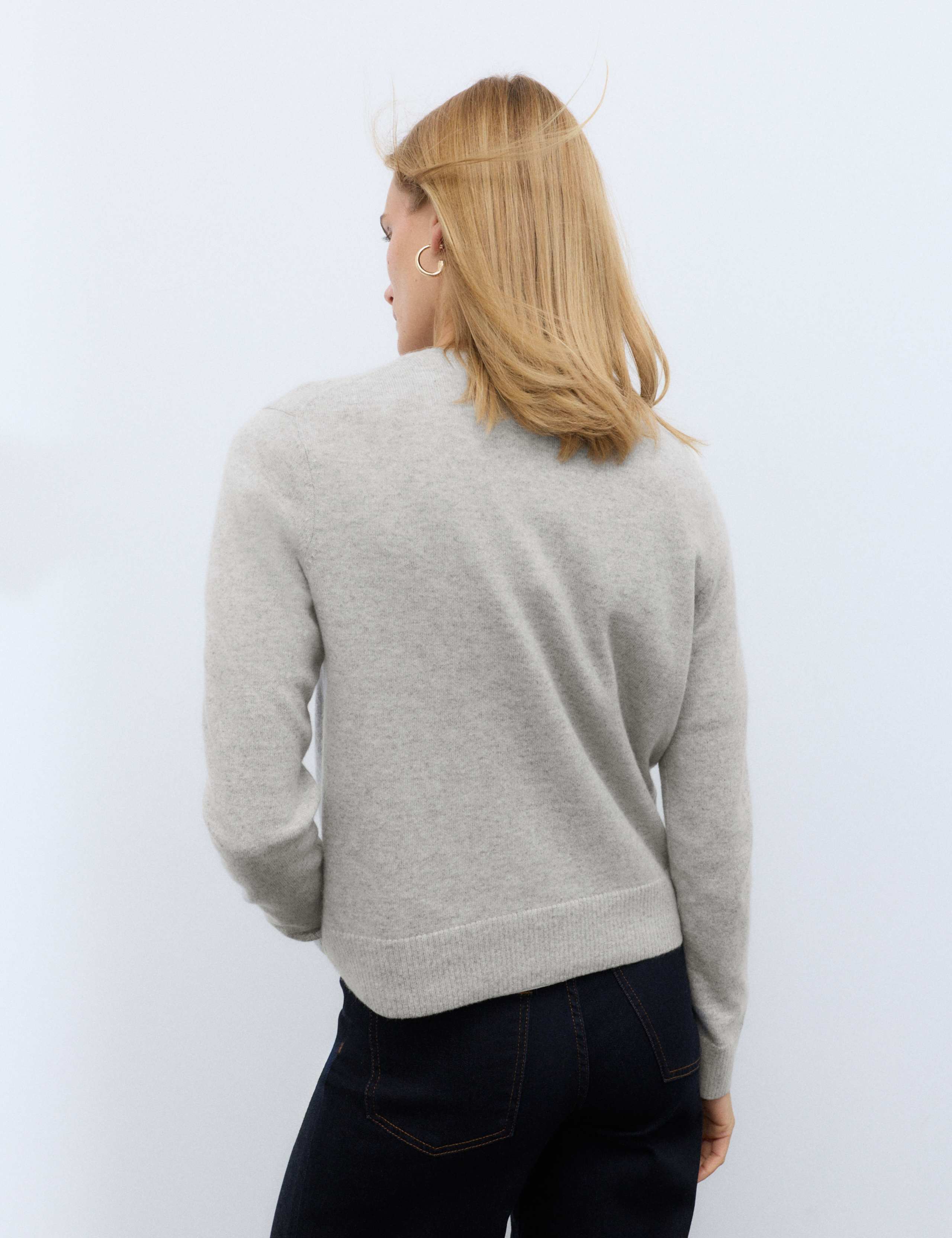 Pure Cashmere Crew Neck Button Front Cardigan 3 of 7
