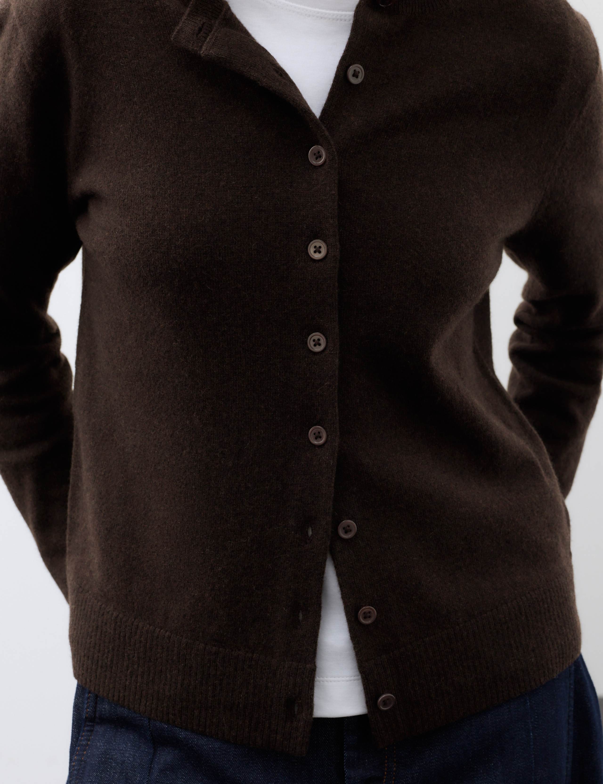 Pure Cashmere Crew Neck Button Front Cardigan 6 of 7