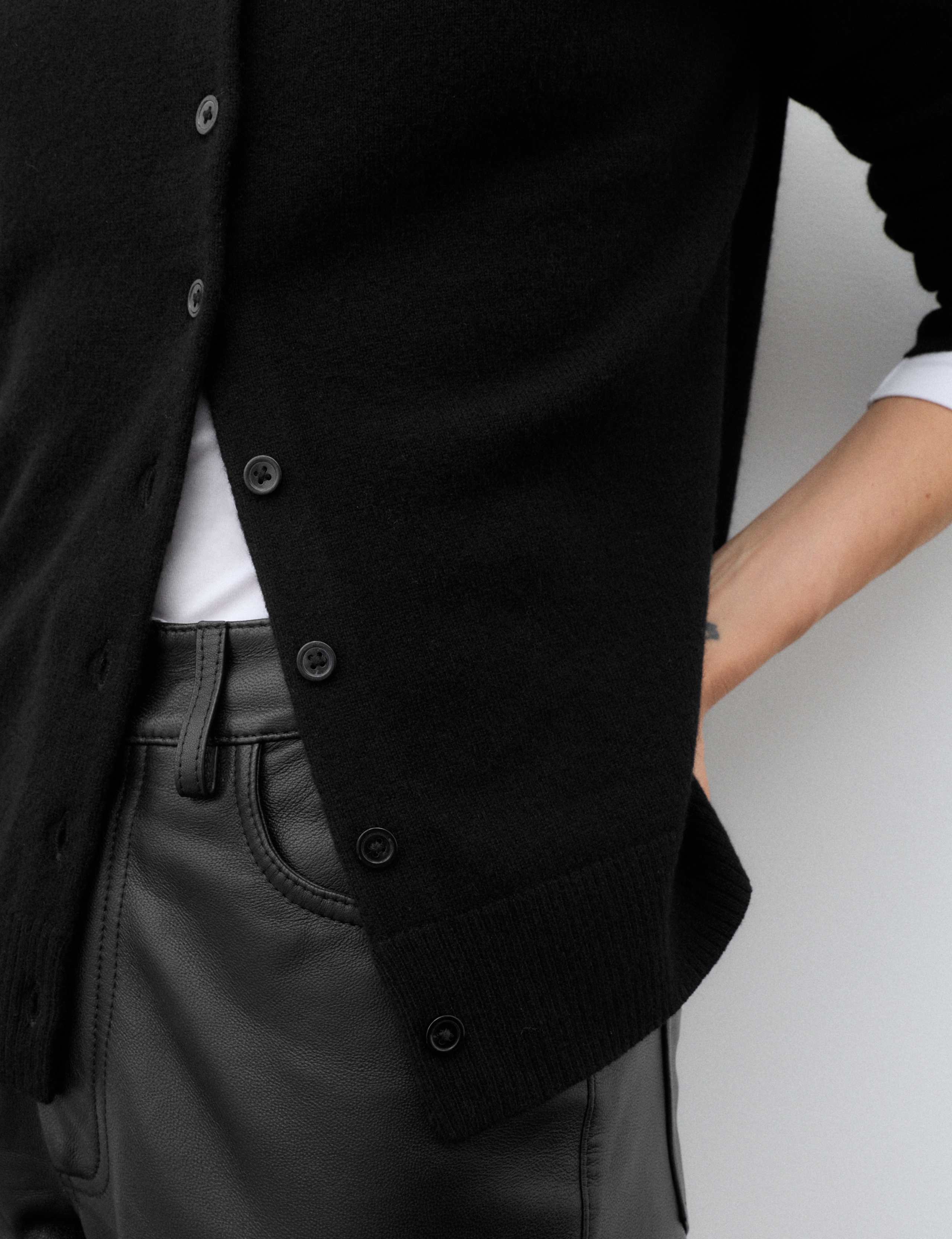 Pure Cashmere Crew Neck Button Front Cardigan 7 of 7