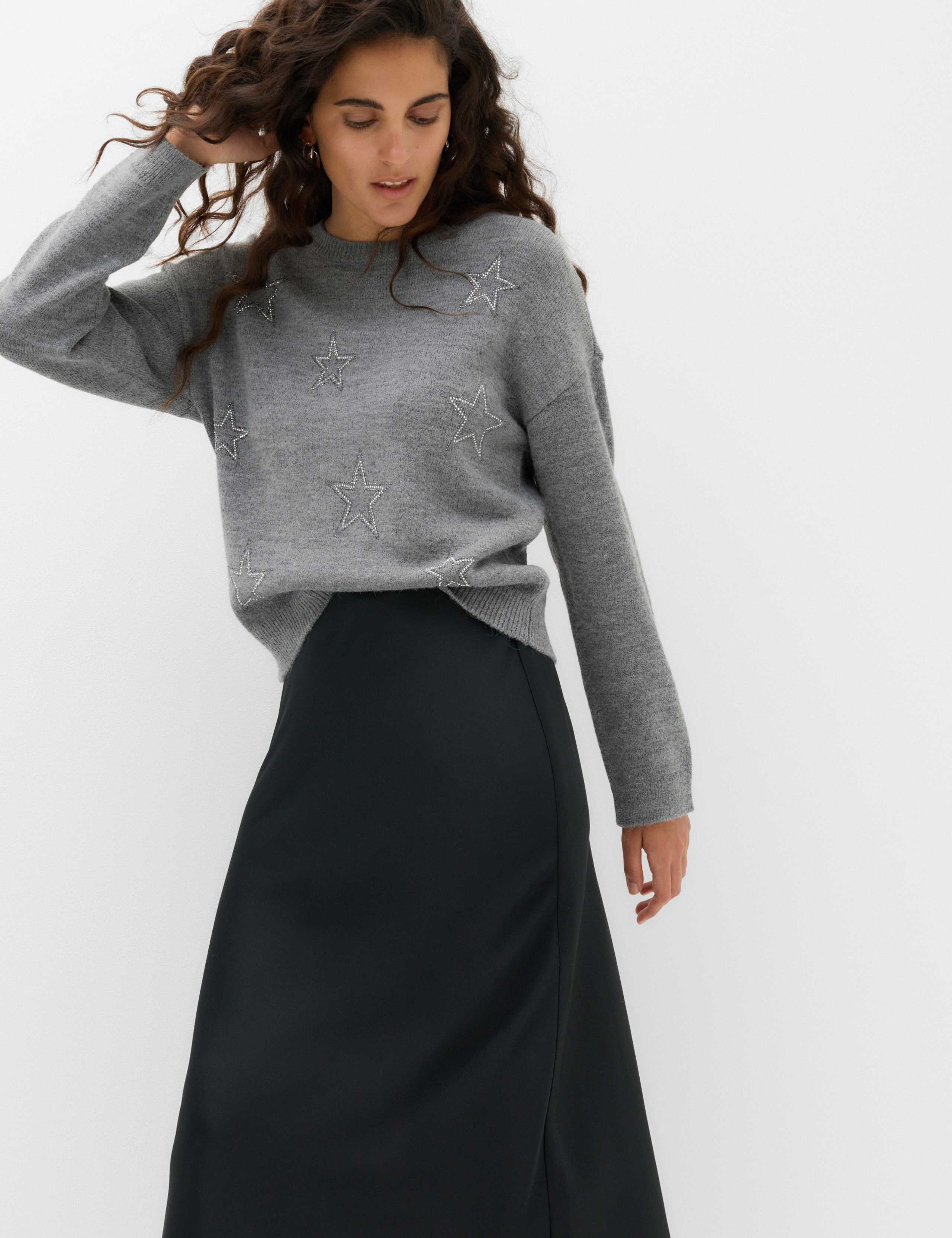 Star Embellished Crew Neck Jumper With Wool 3 of 6