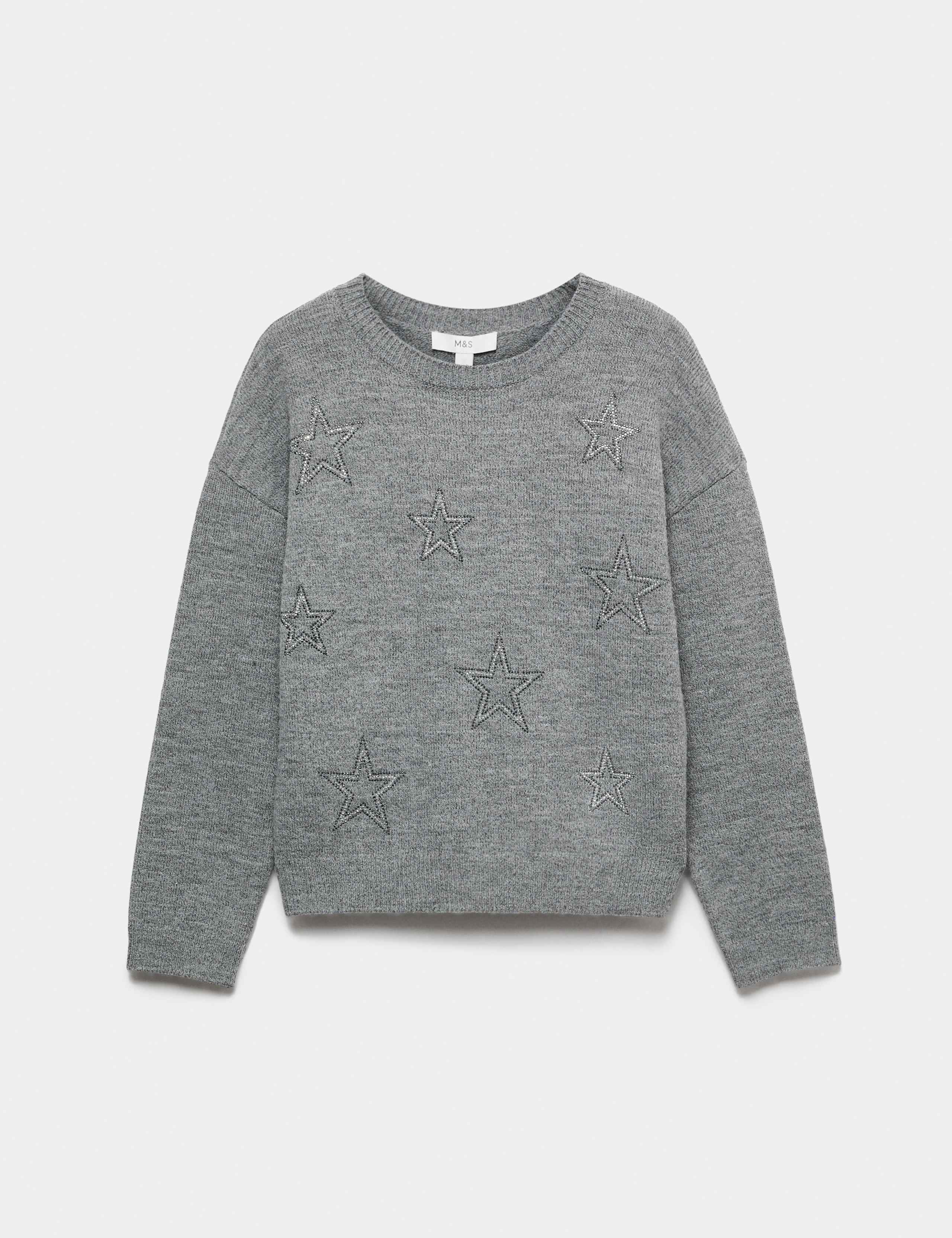 Star Embellished Crew Neck Jumper With Wool 2 of 6