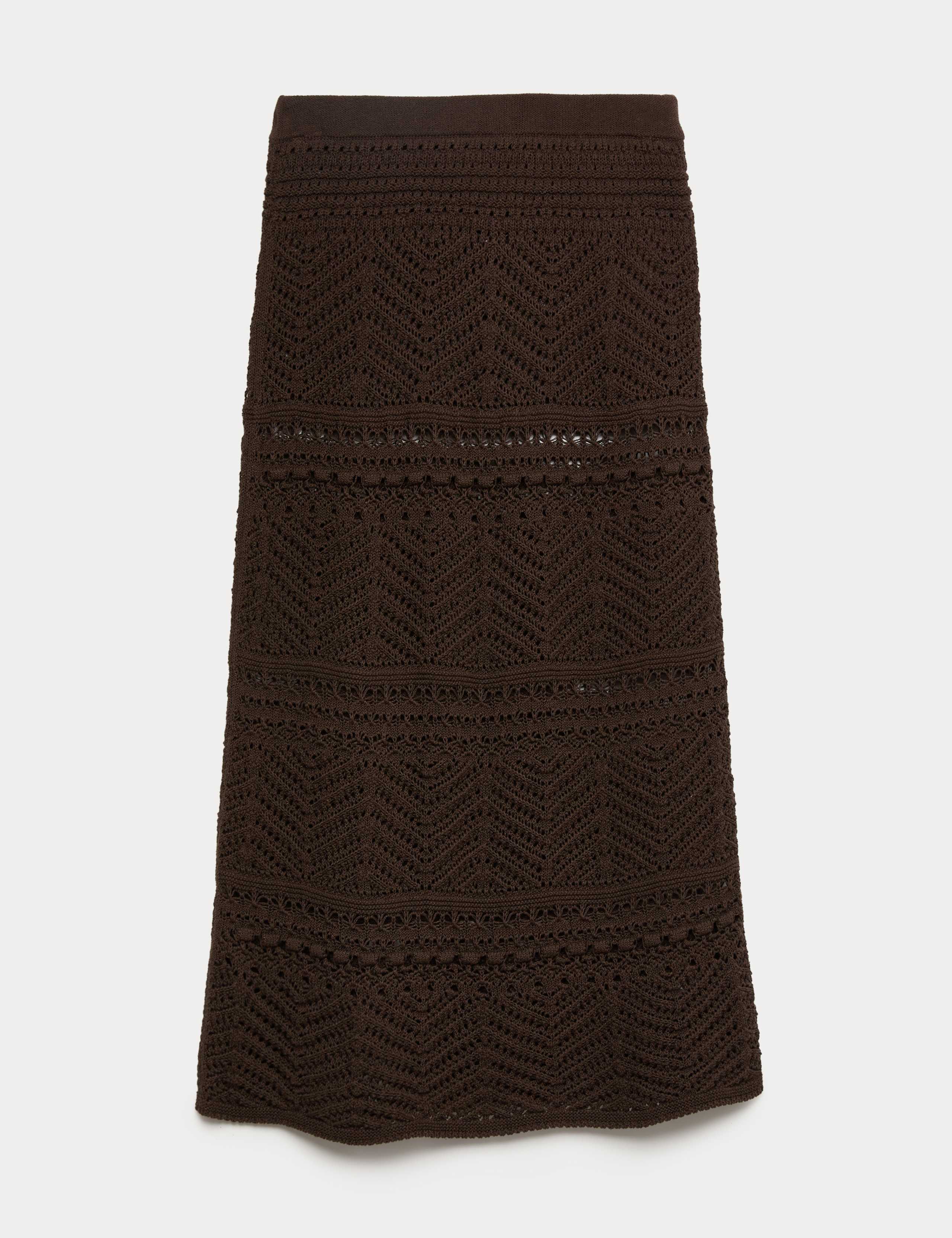 Cotton Rich Pointelle Knitted Maxi Skirt 2 of 7