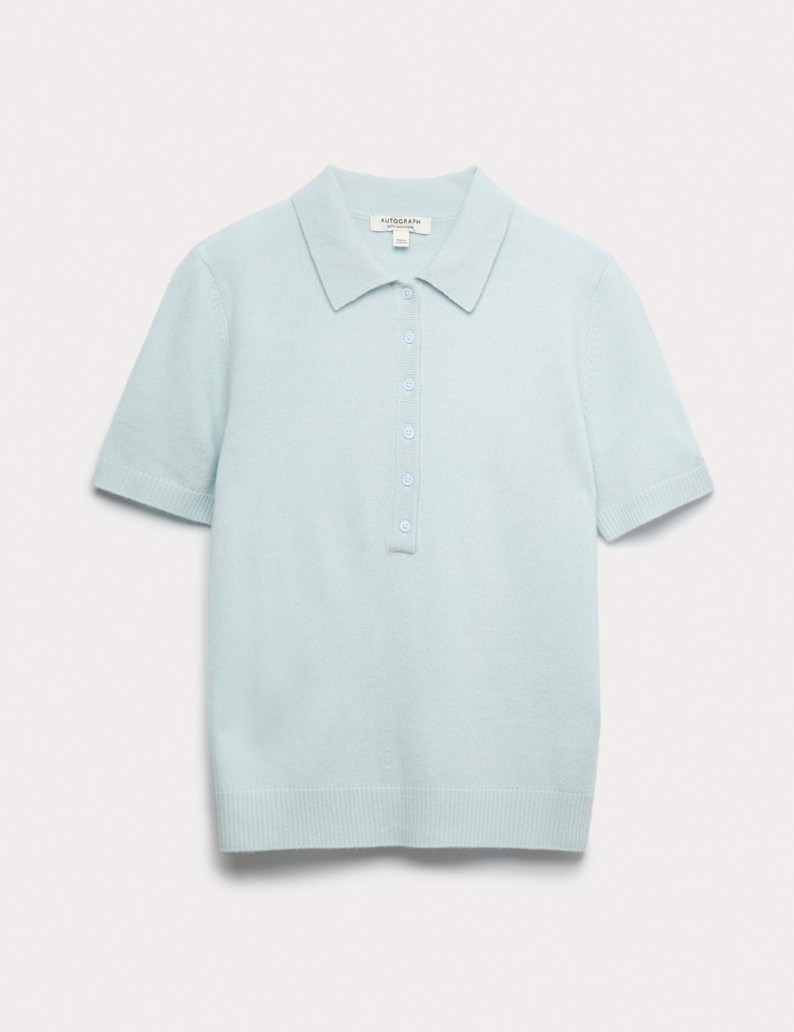 Merino Wool Rich Polo Neck Knitted Top with Cashmere 1 of 1