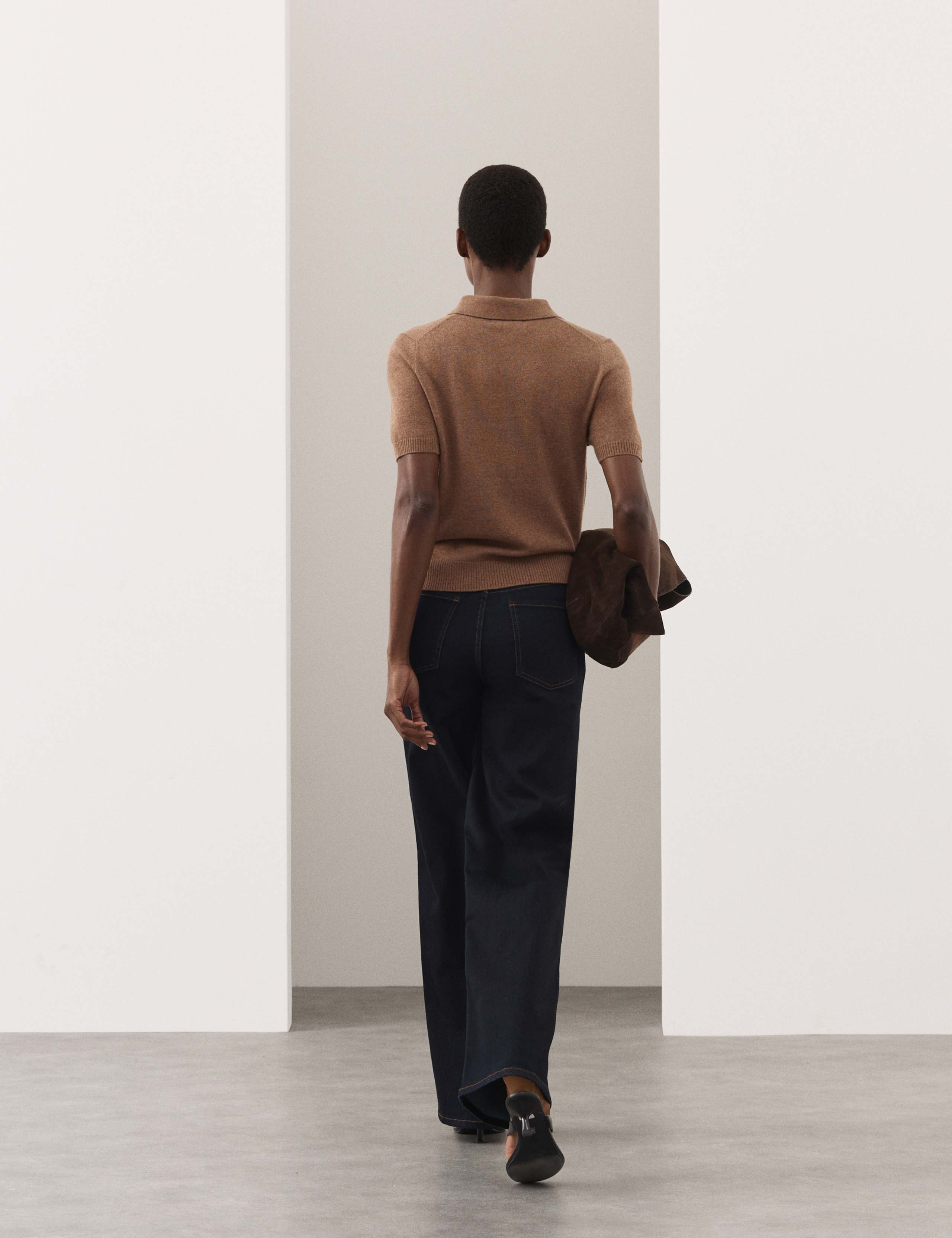 Merino Wool Rich Polo Neck Knitted Top with Cashmere 4 of 6