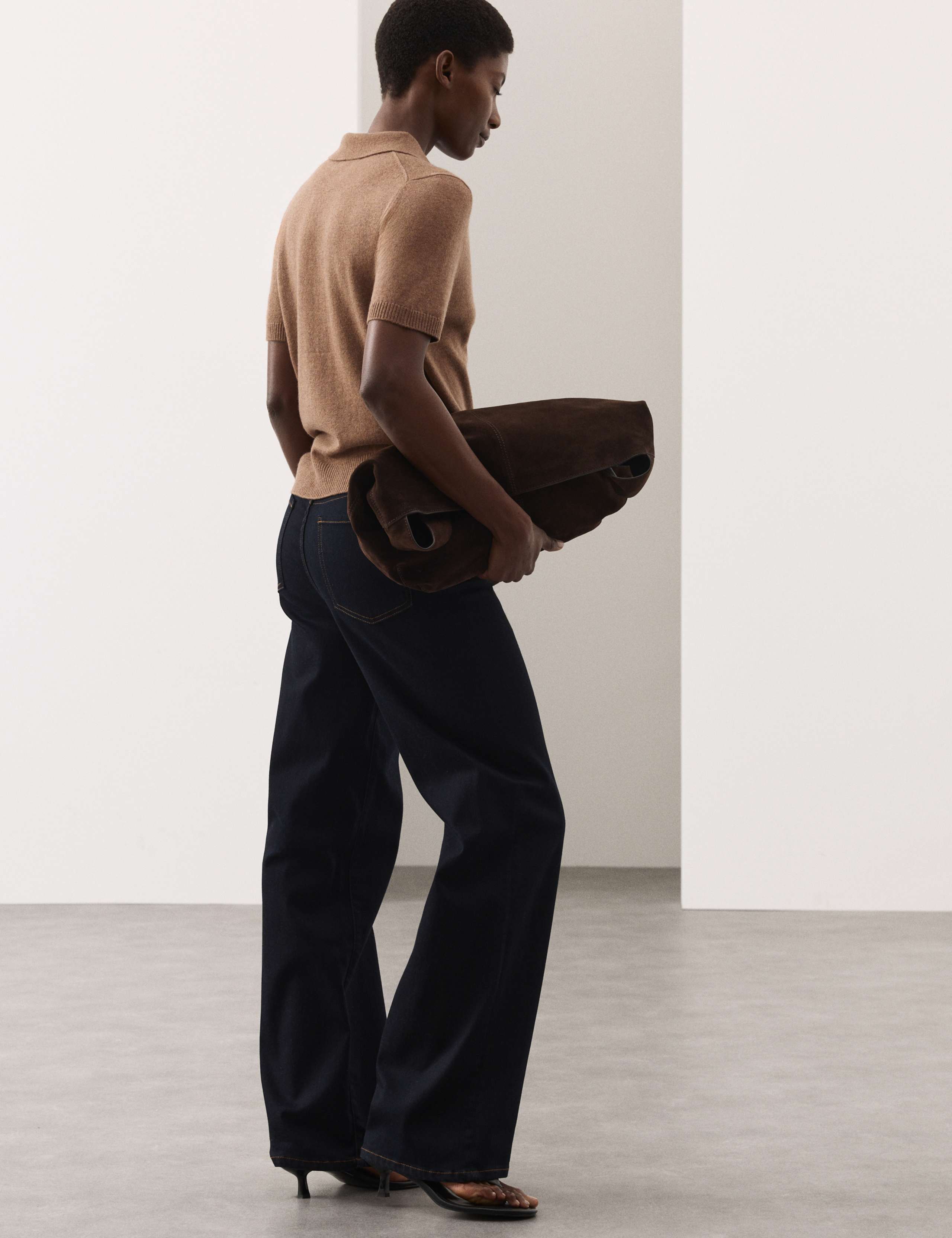 Merino Wool Rich Polo Neck Knitted Top with Cashmere 6 of 6