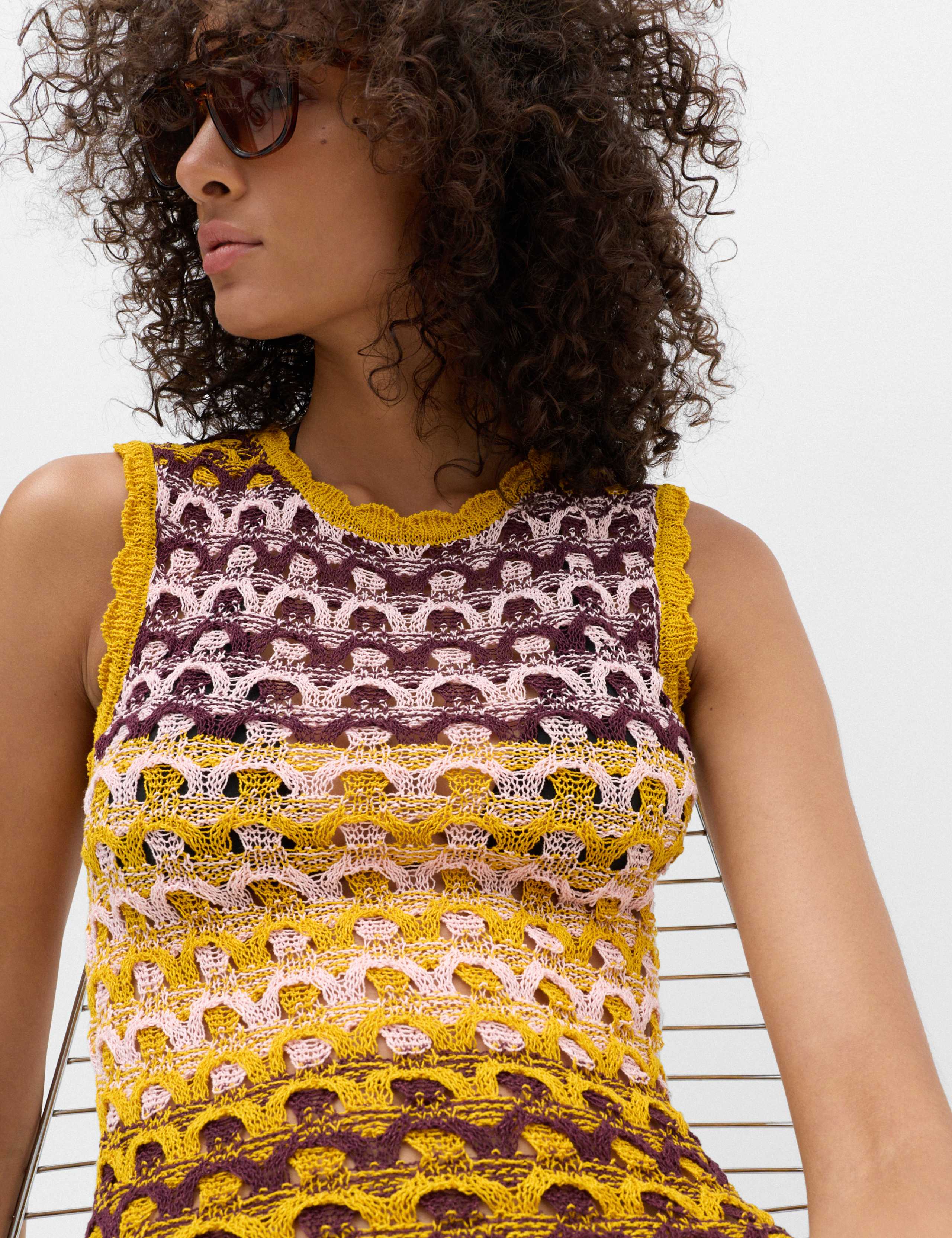 Cotton Rich Textured Knitted Mini Dress 3 of 6