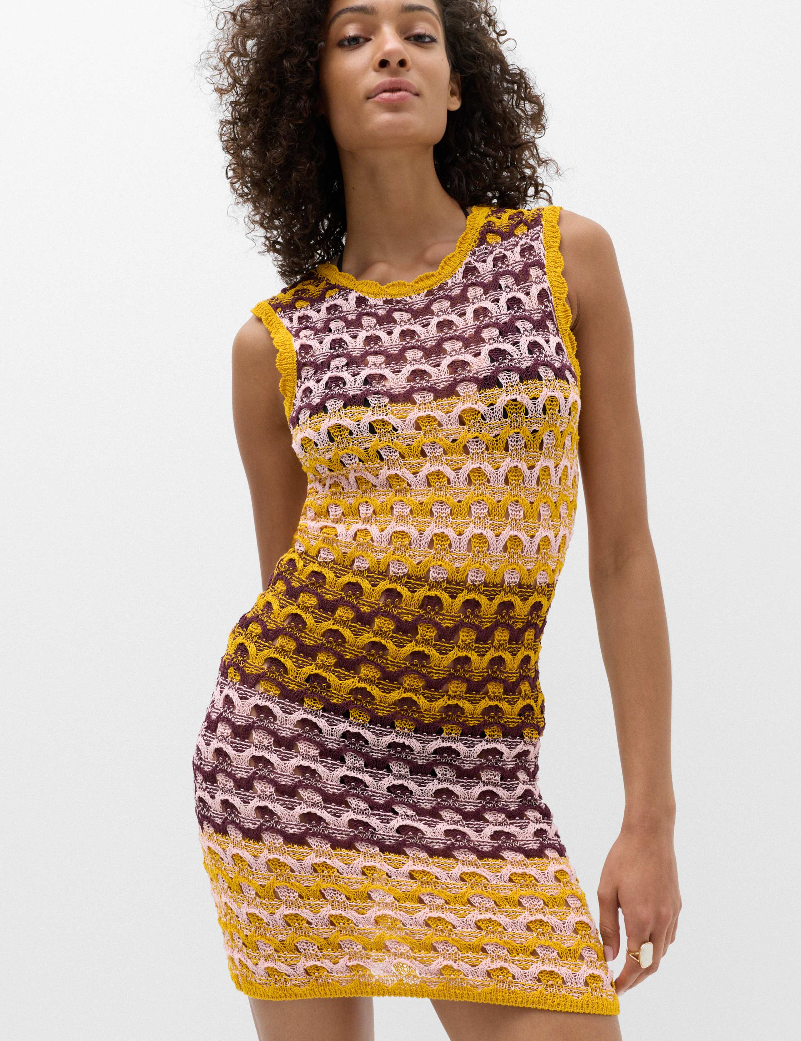 Cotton Rich Textured Knitted Mini Dress 4 of 6