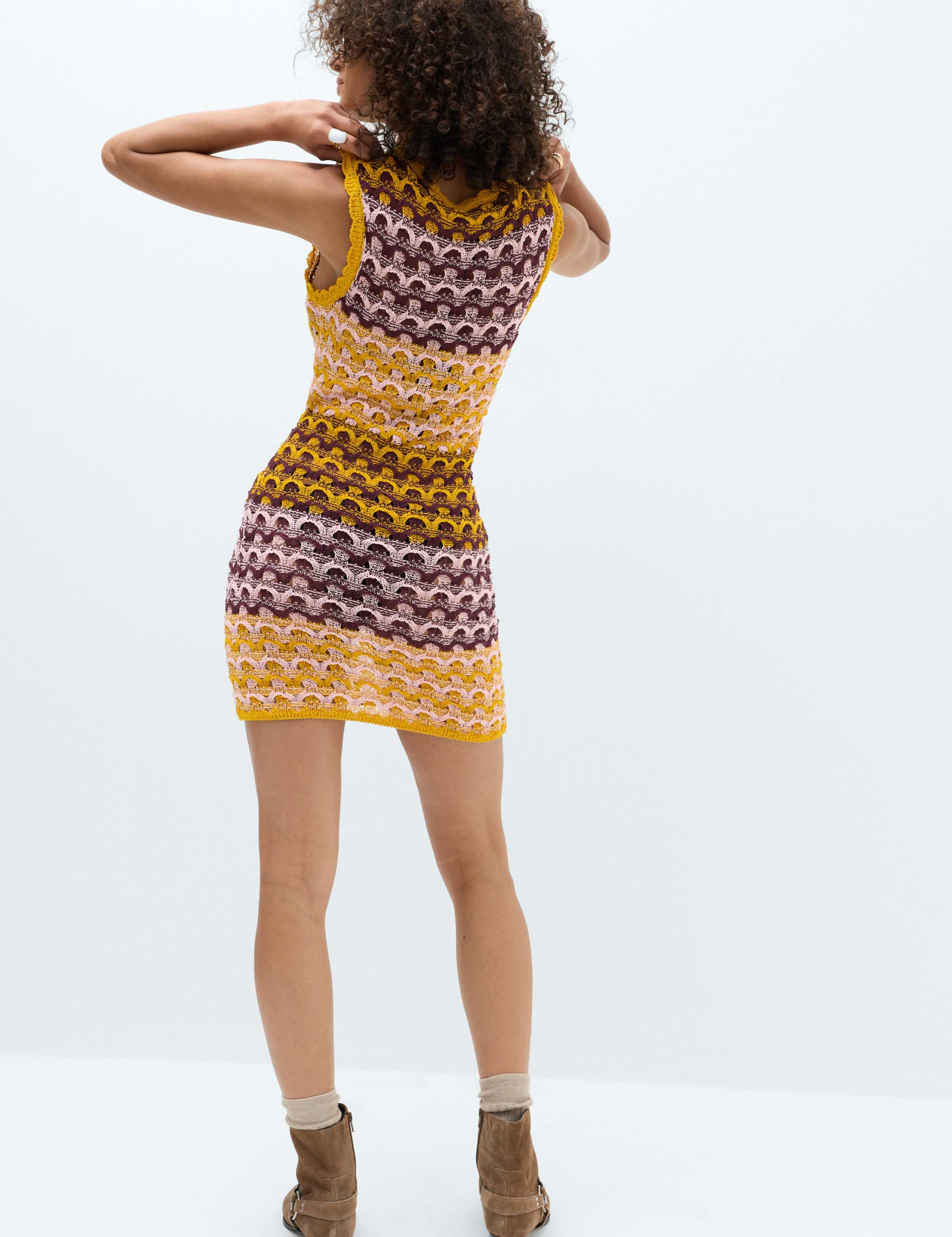 Cotton Rich Textured Knitted Mini Dress 5 of 6