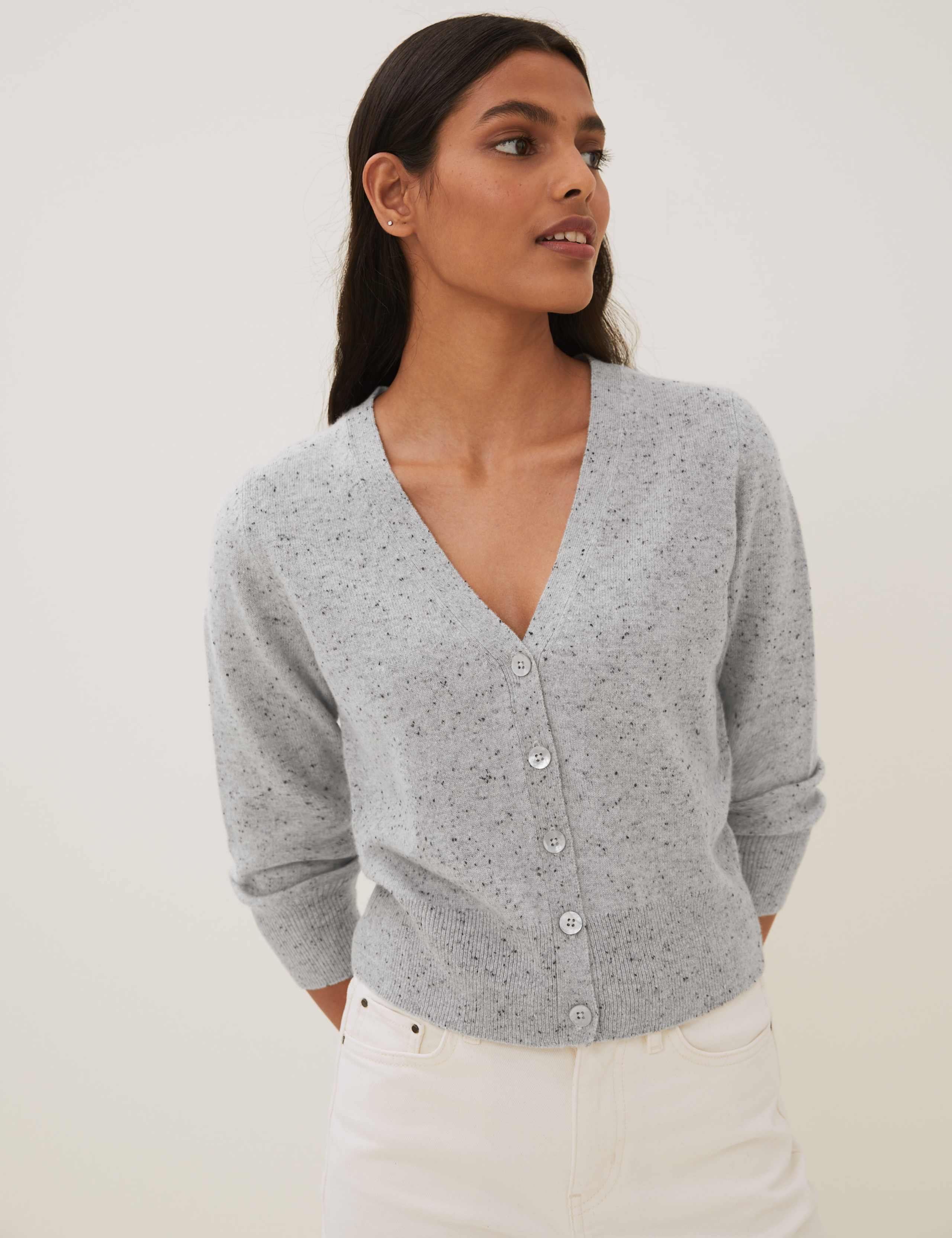 Pure Cashmere V-Neck Cropped Cardigan 1 of 6