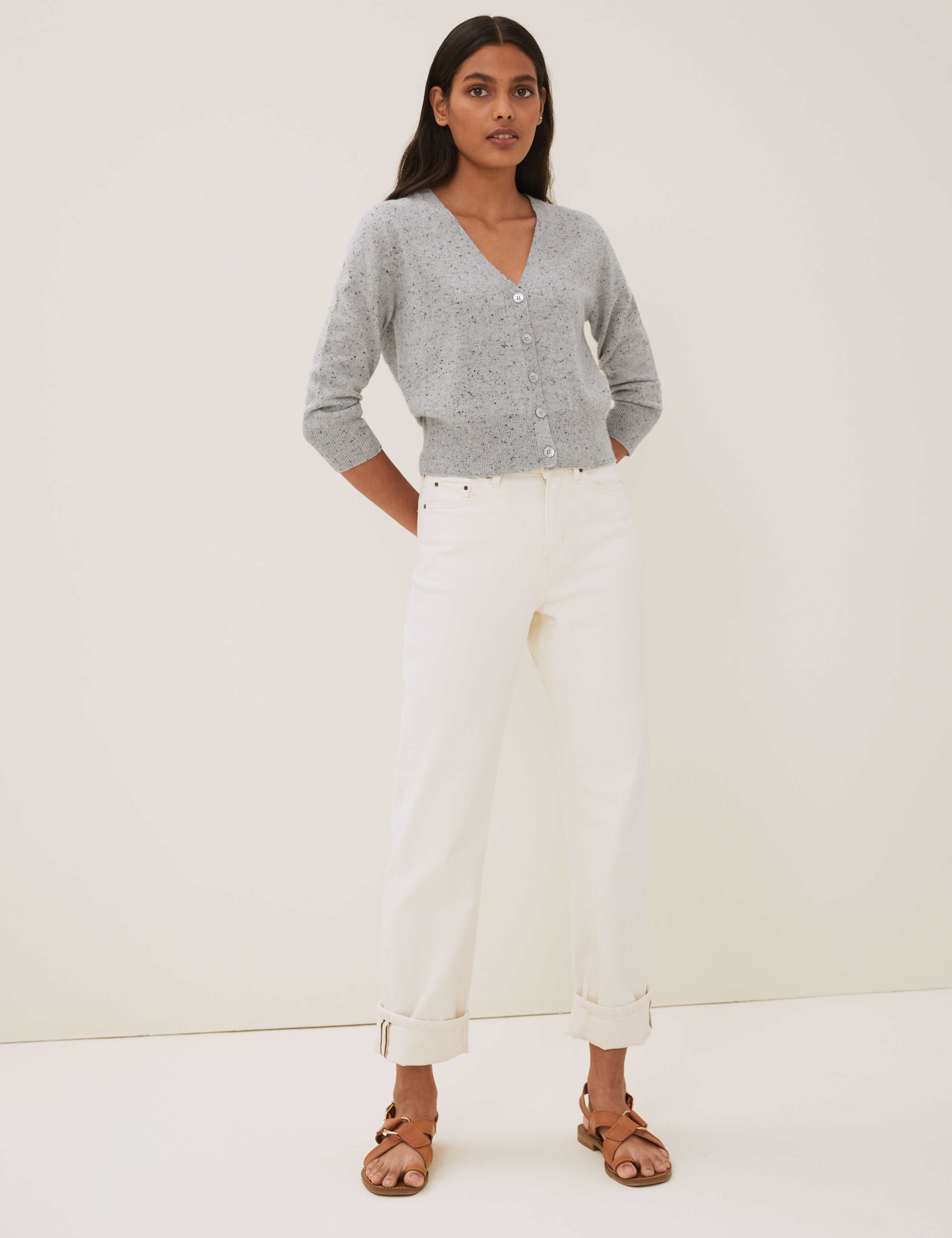 Pure Cashmere V-Neck Cropped Cardigan 4 of 6