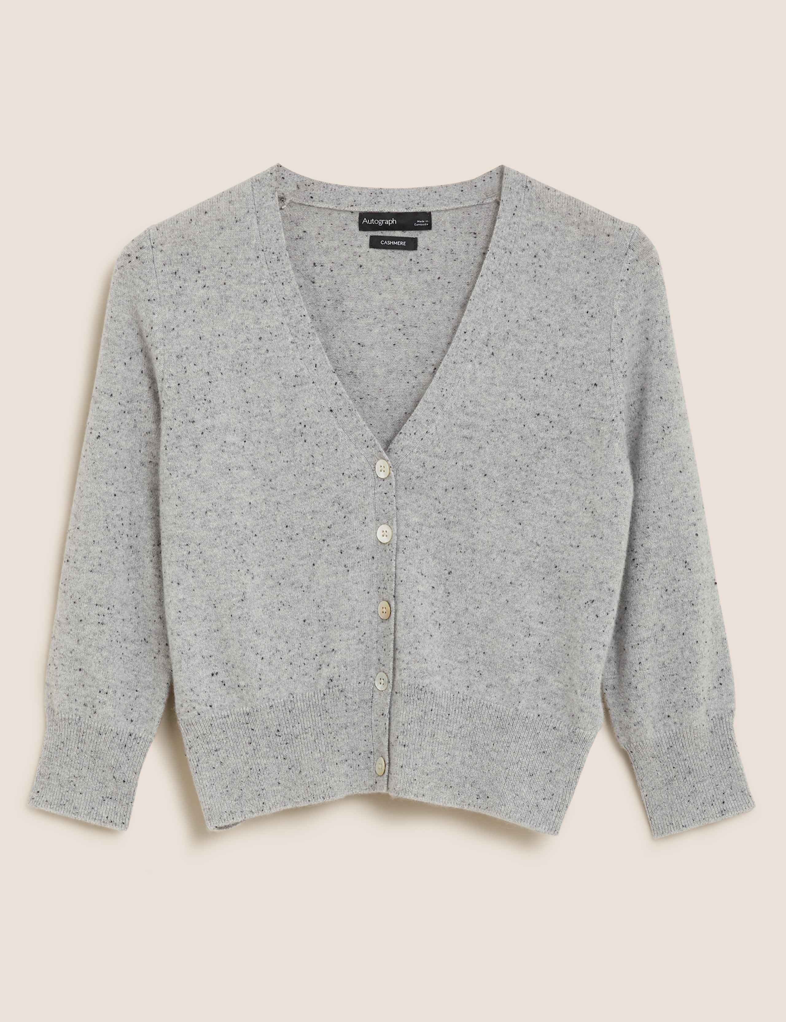 Pure Cashmere V-Neck Cropped Cardigan 2 of 6