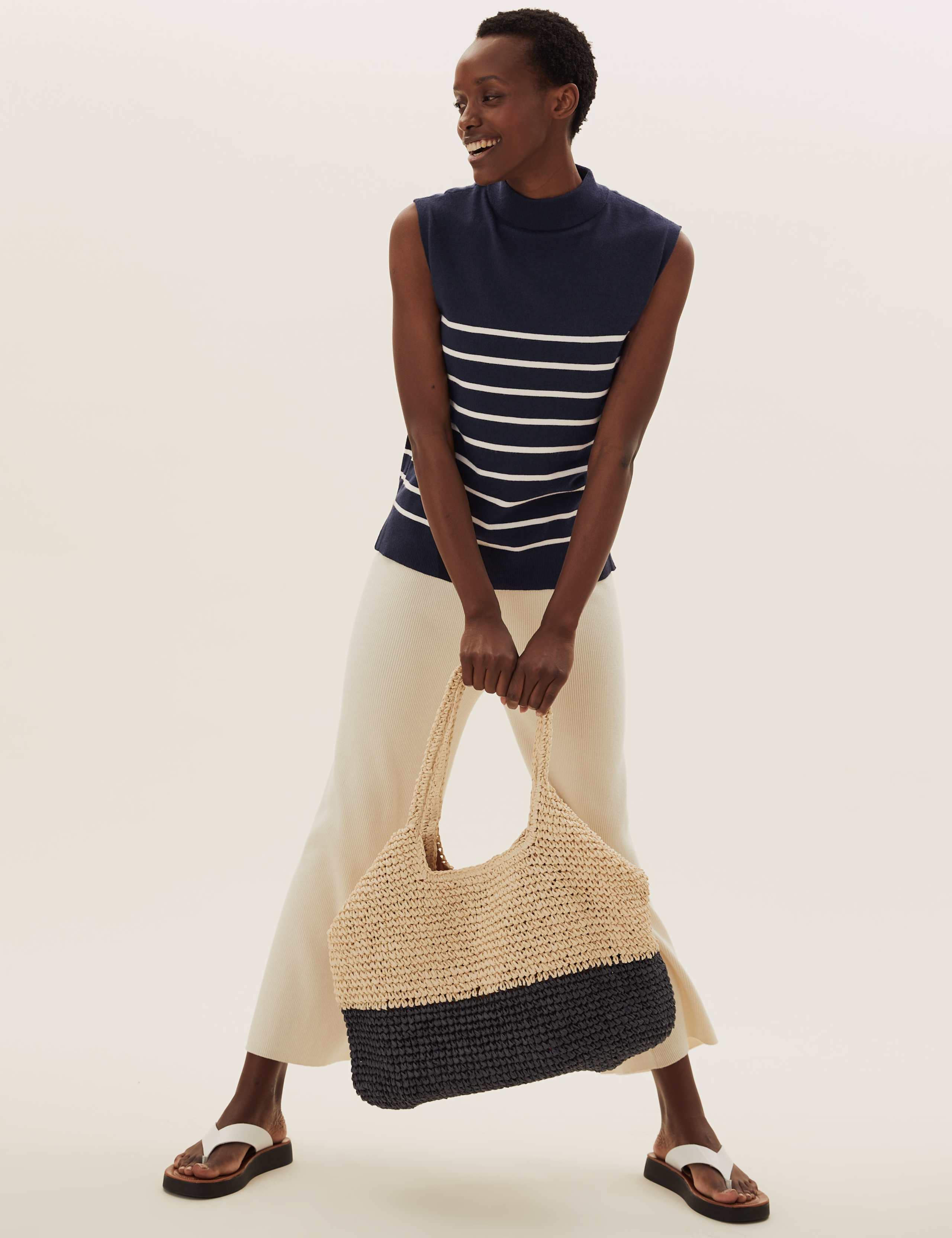 Soft Touch Striped Funnel Neck Tunic 1 of 6