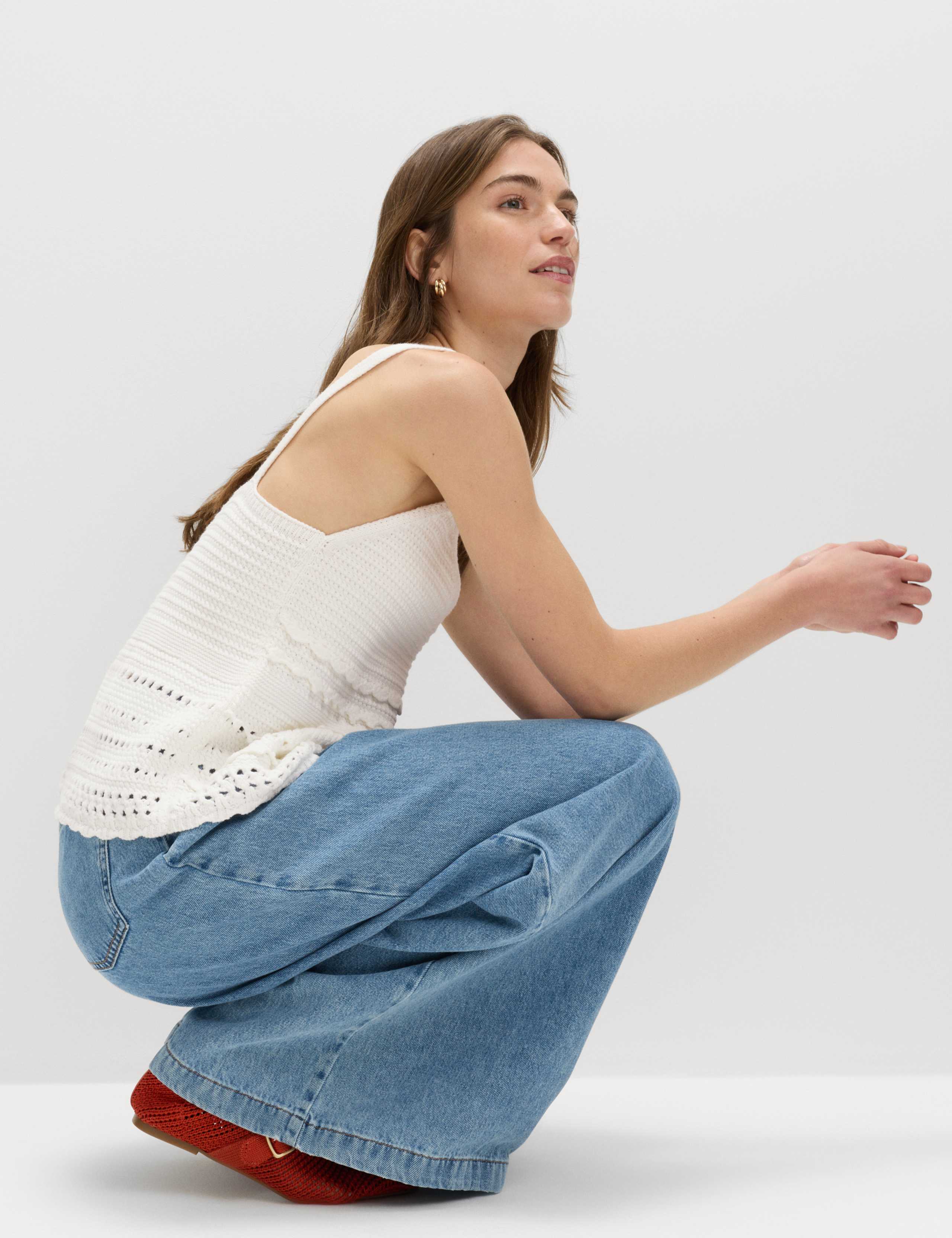 Cotton Rich Textured V-Neck Knitted Vest 5 of 5